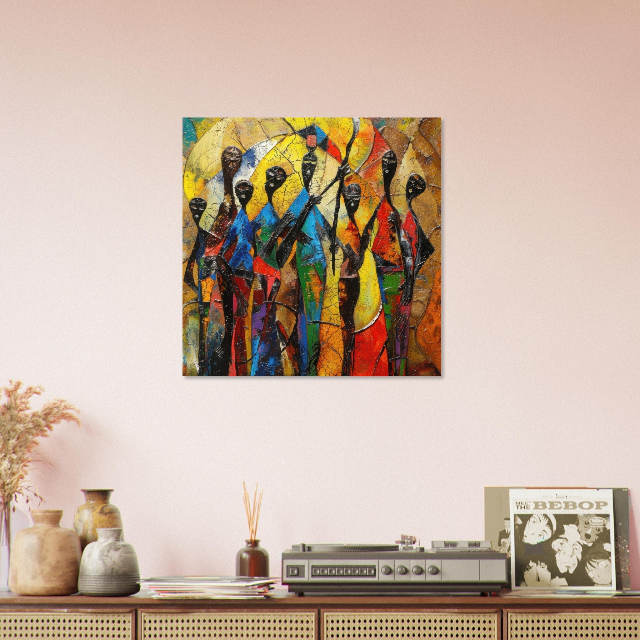 Aluminum Print Square - Expressionism art style Ugandas ancestors - Shop Ai Art WebShop - Digital Art online Store