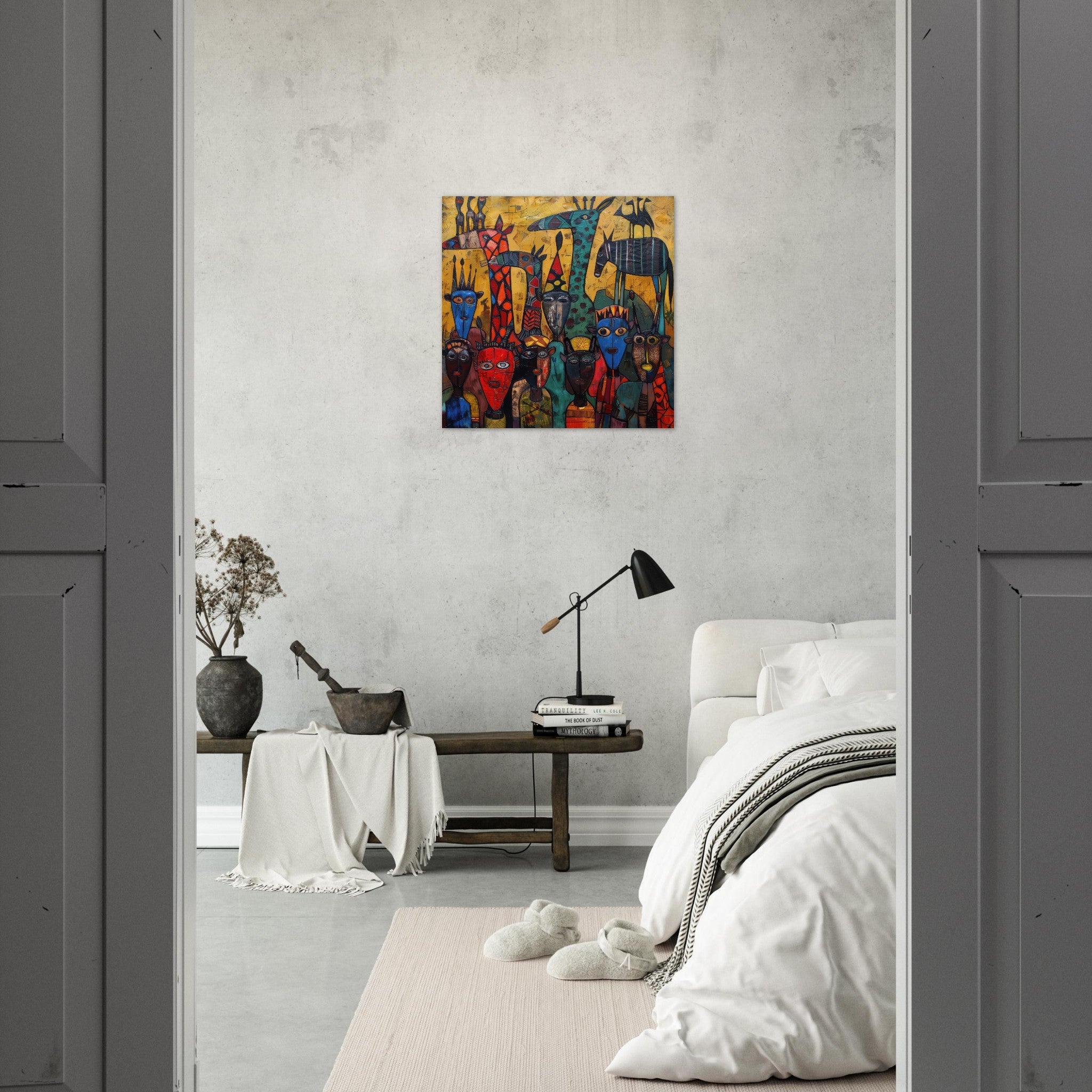 Aluminum Print Square - Expressionism art style Ugandas ancestors 4 - Shop Ai Art WebShop - Digital Art online Store