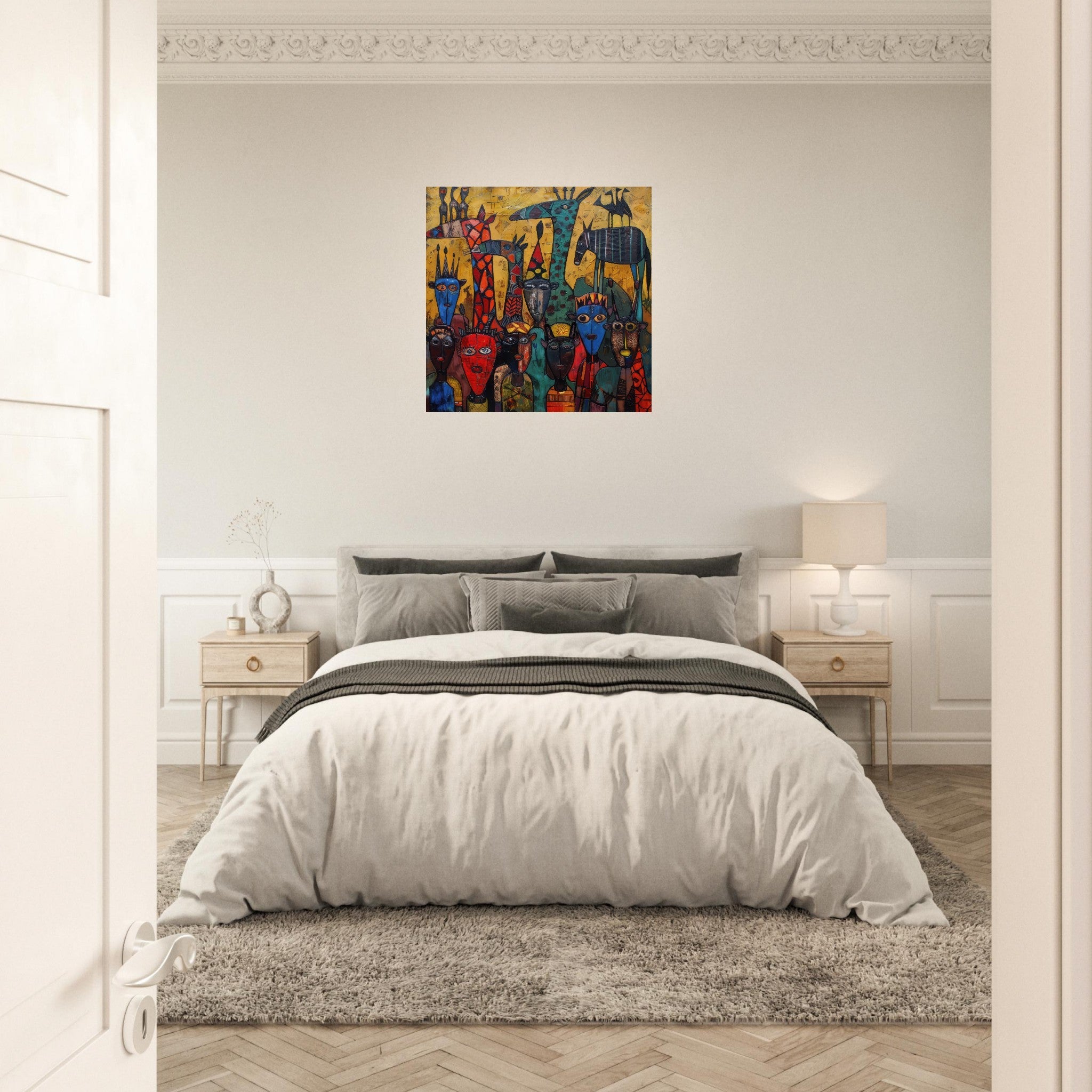 Aluminum Print Square - Expressionism art style Ugandas ancestors 4 - Shop Ai Art WebShop - Digital Art online Store