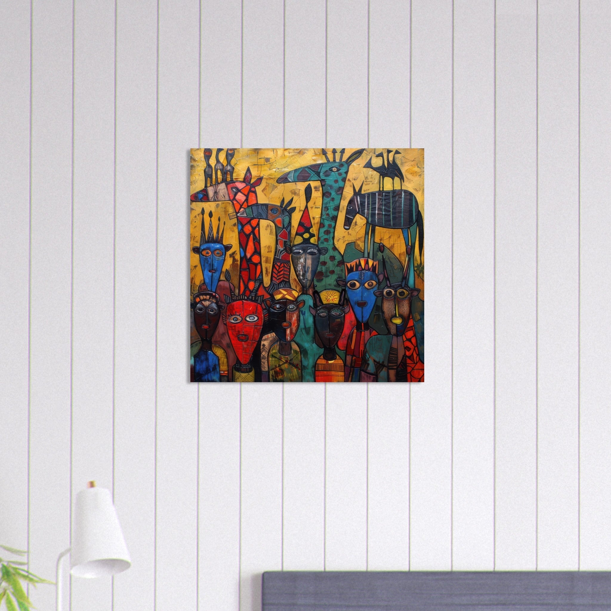 Aluminum Print Square - Expressionism art style Ugandas ancestors 4 - Shop Ai Art WebShop - Digital Art online Store