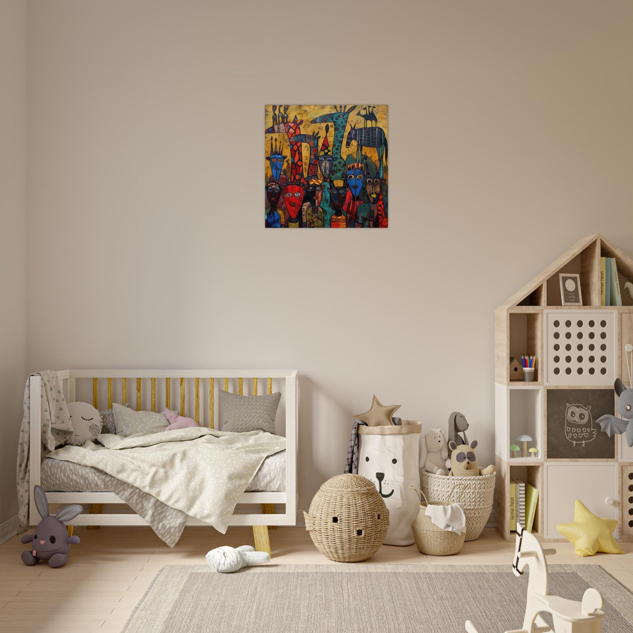 Aluminum Print Square - Expressionism art style Ugandas ancestors 4 - Shop Ai Art WebShop - Digital Art online Store