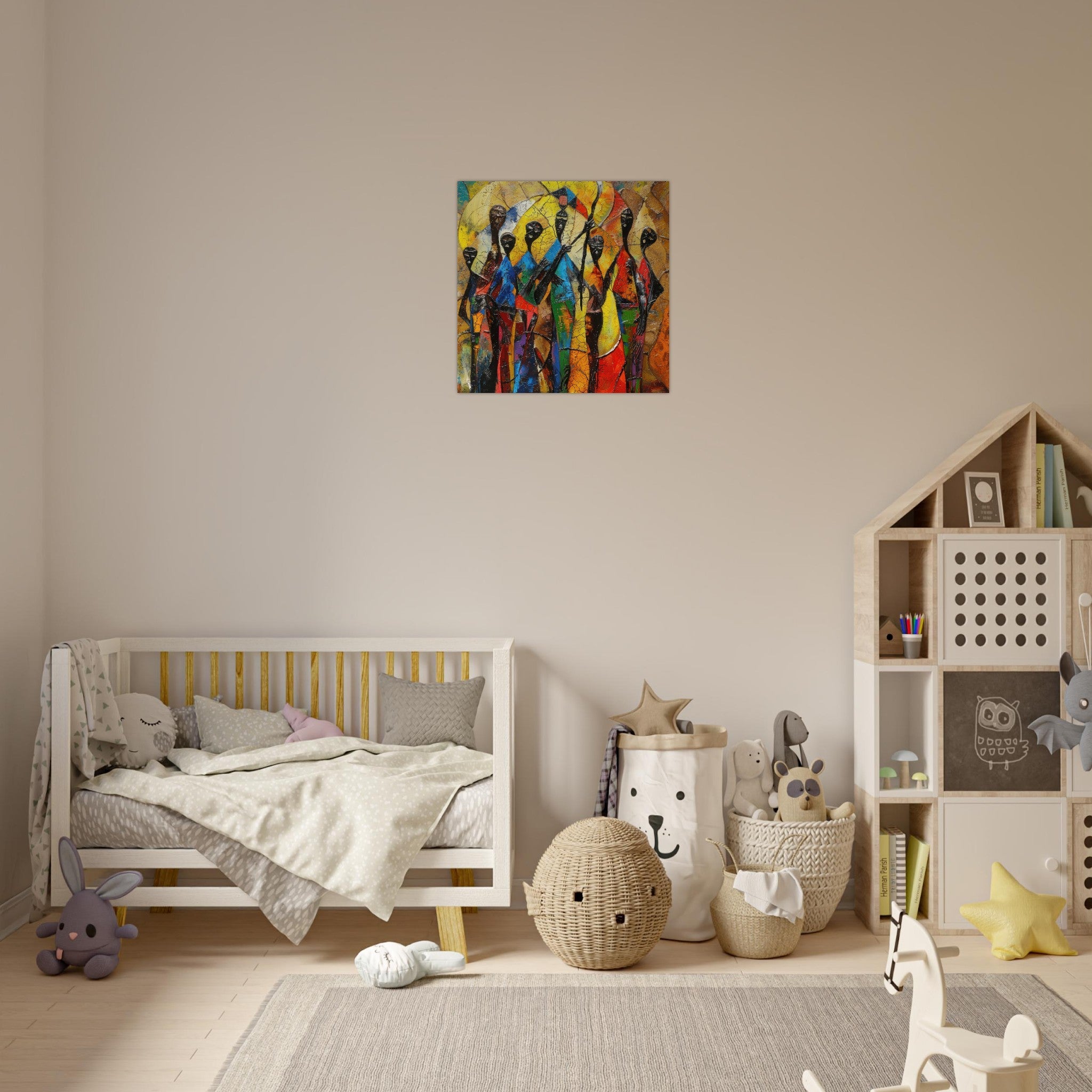 Aluminum Print Square - Expressionism art style Ugandas ancestors - Shop Ai Art WebShop - Digital Art online Store