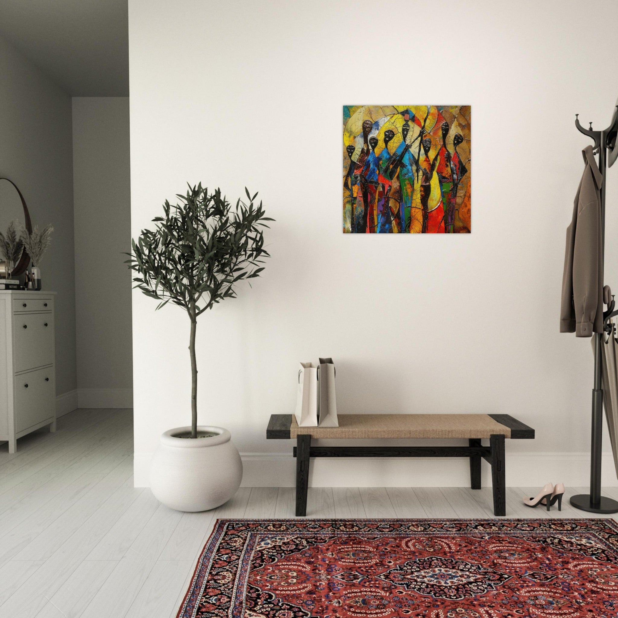Aluminum Print Square - Expressionism art style Ugandas ancestors - Shop Ai Art WebShop - Digital Art online Store