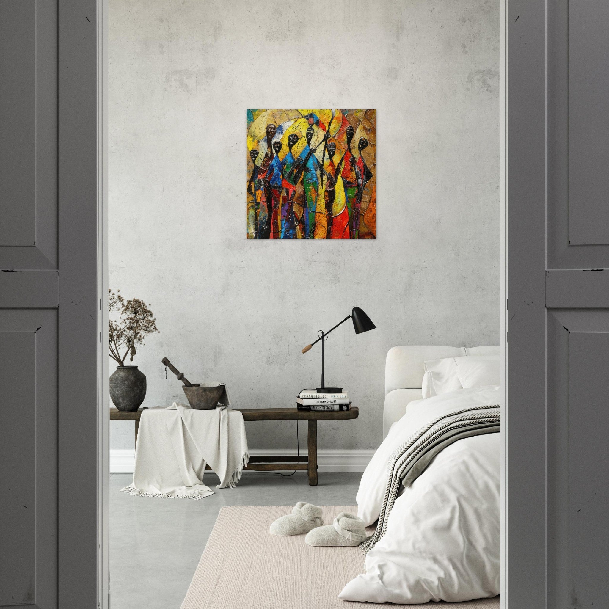 Aluminum Print Square - Expressionism art style Ugandas ancestors - Shop Ai Art WebShop - Digital Art online Store