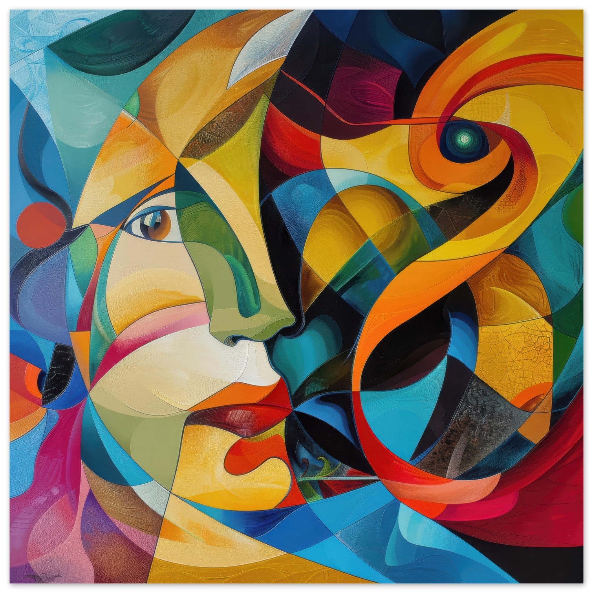 Aluminum Print Square - Face of the moon abstract art style - Shop Ai Art WebShop - Digital Art online Store