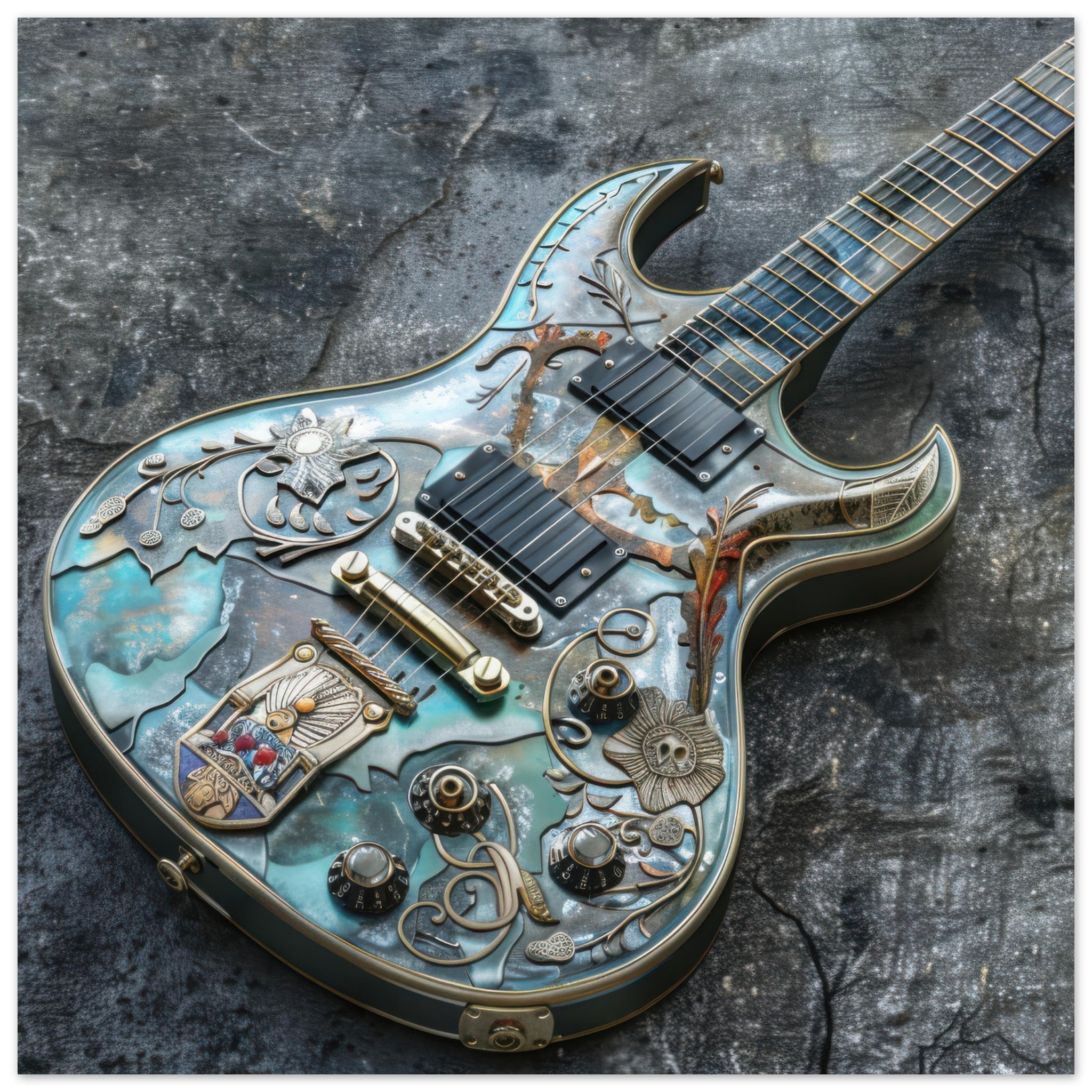 Aluminum Print Square - Guitar Art - Shop Ai Art WebShop - Digital Art online Store