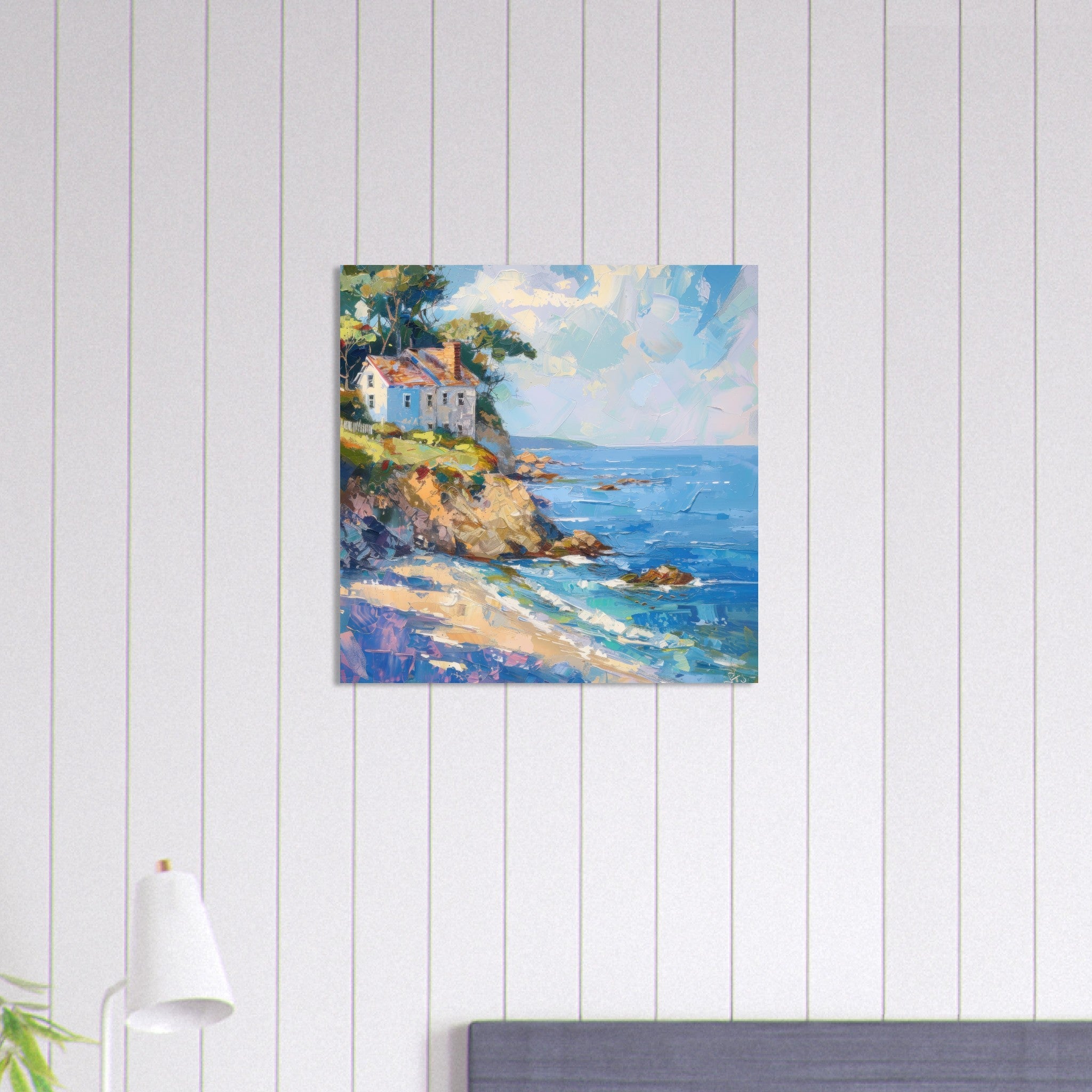 Aluminum Print Square - Impressionism coastal style beach feeling 1 - Shop Ai Art WebShop - Digital Art online Store