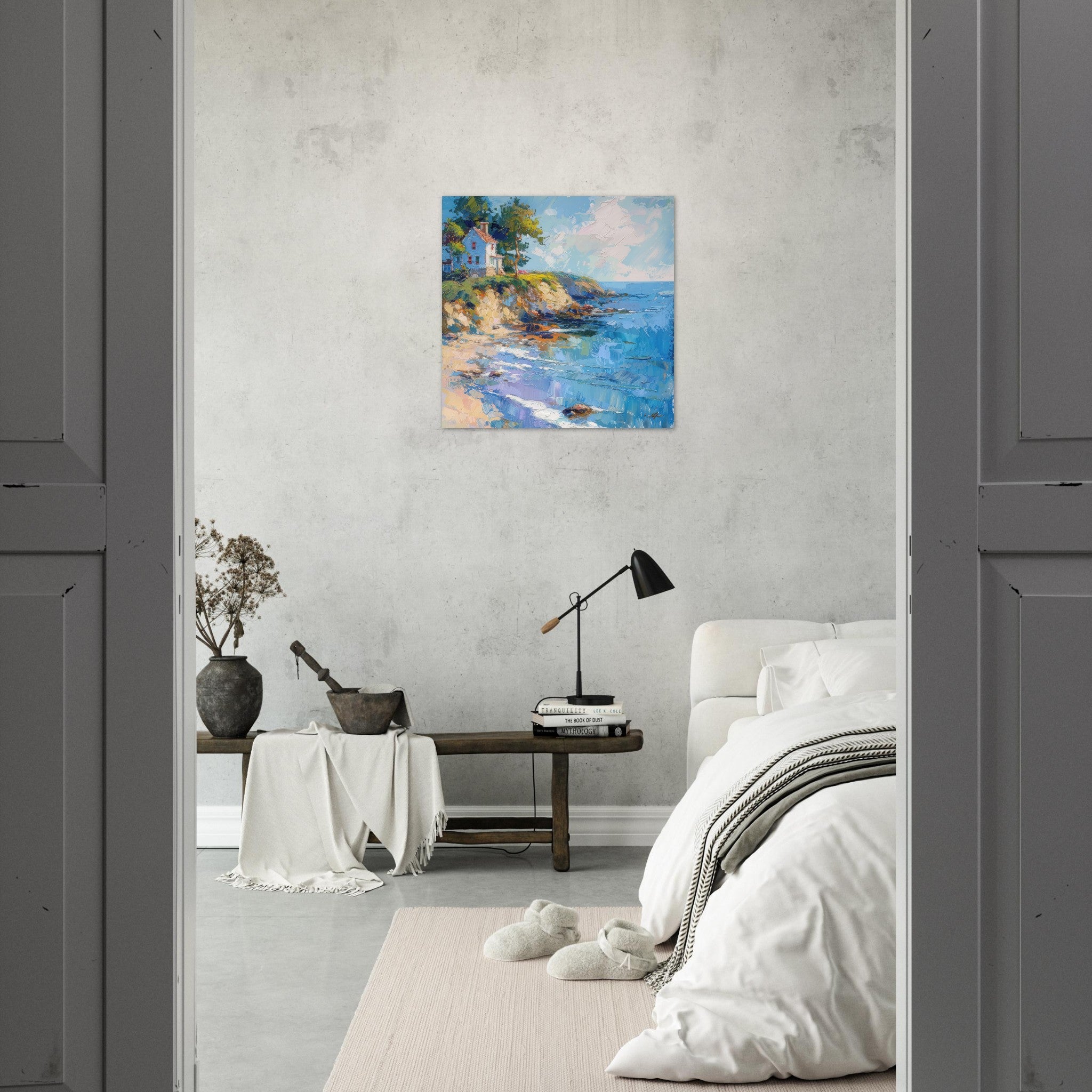 Aluminum Print Square - Impressionism coastal style beach feeling 5 - Shop Ai Art WebShop - Digital Art online Store