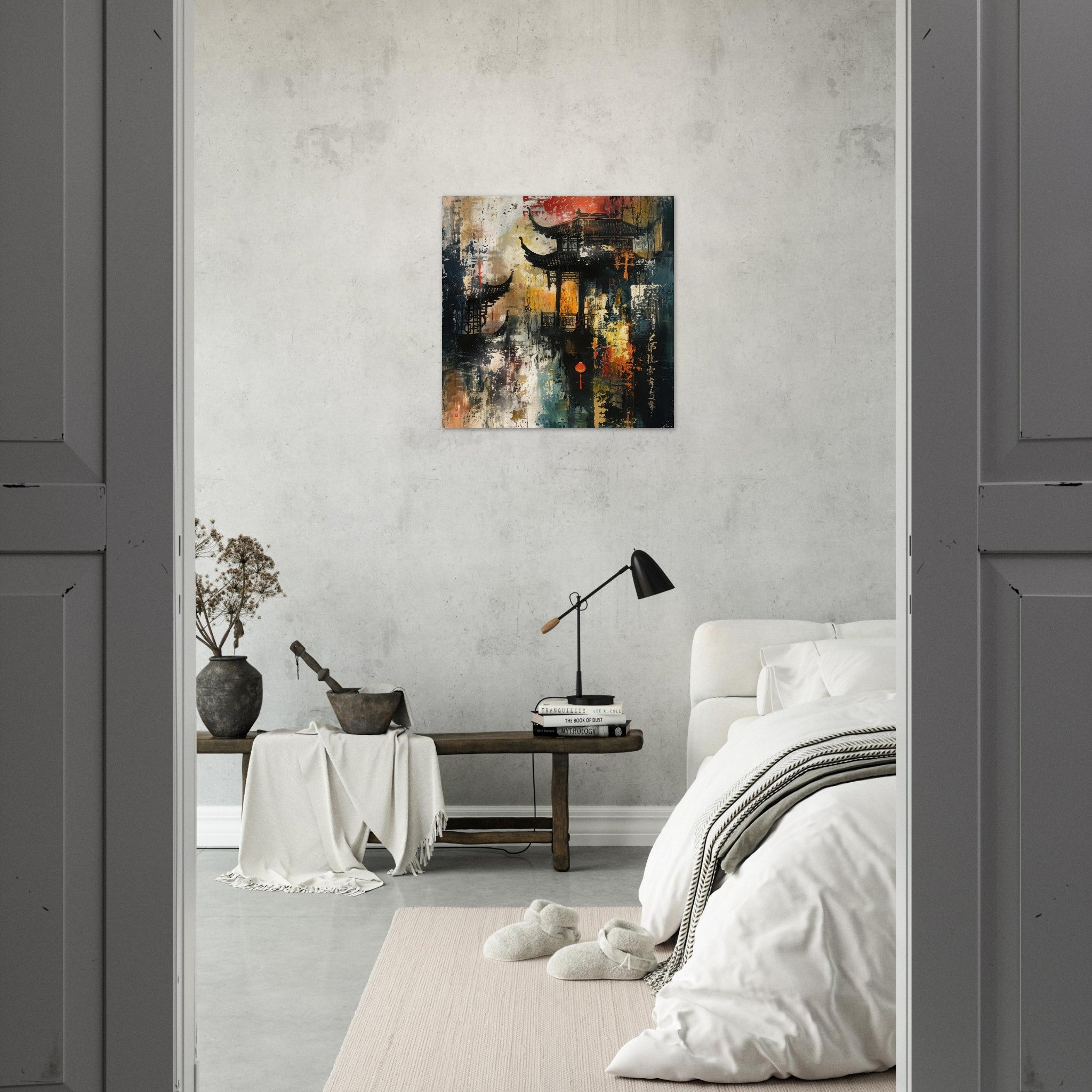 Aluminum Print Square - Old culture of China in abstract style - Shop Ai Art WebShop - Digital Art online Store
