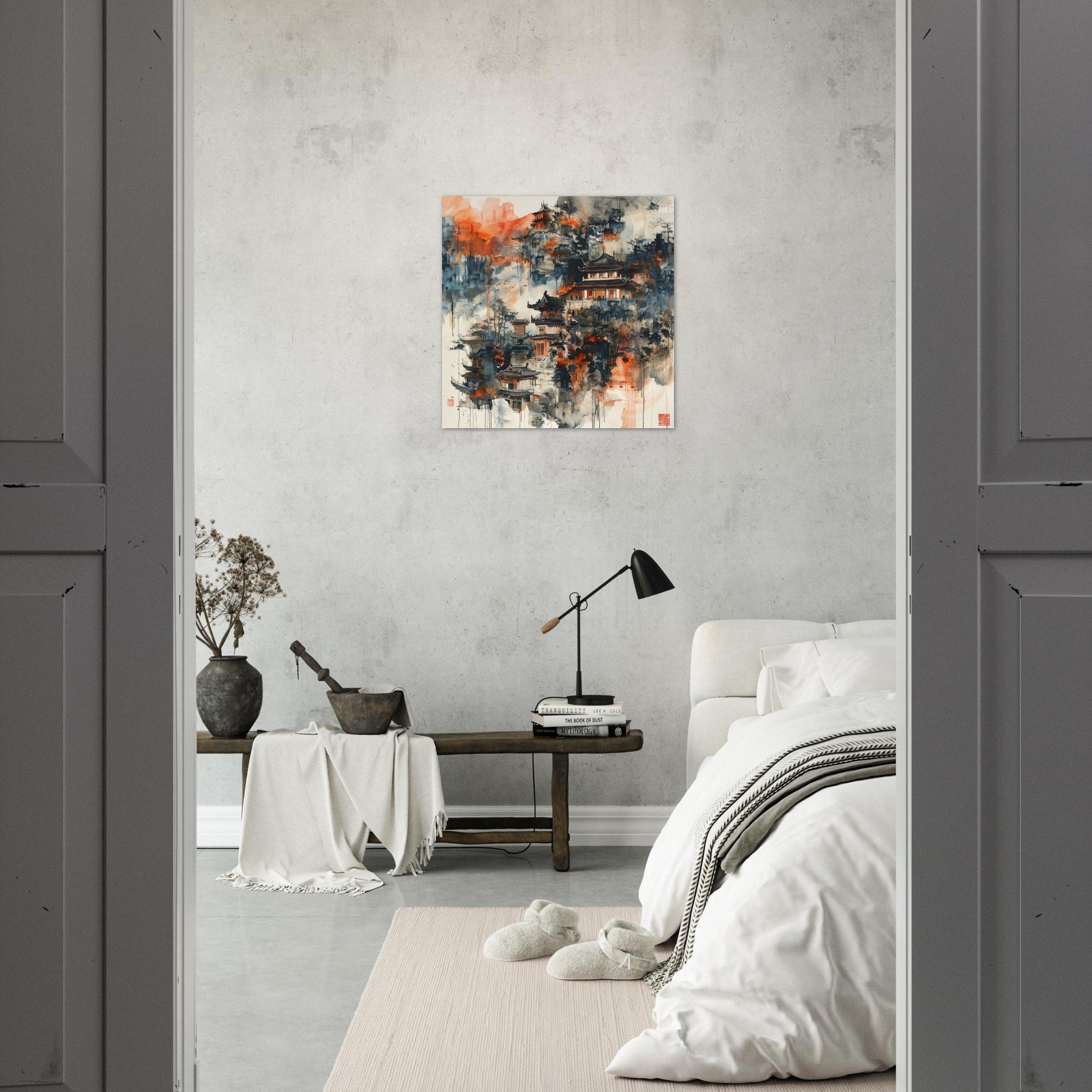 Aluminum Print Square - Old culture of China in abstract style 3 - Shop Ai Art WebShop - Digital Art online Store