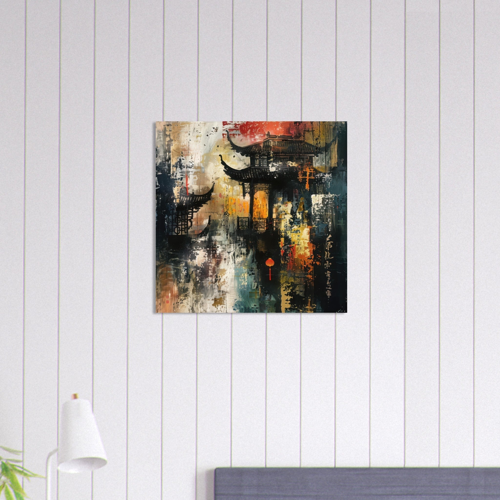 Aluminum Print Square - Old culture of China in abstract style - Shop Ai Art WebShop - Digital Art online Store