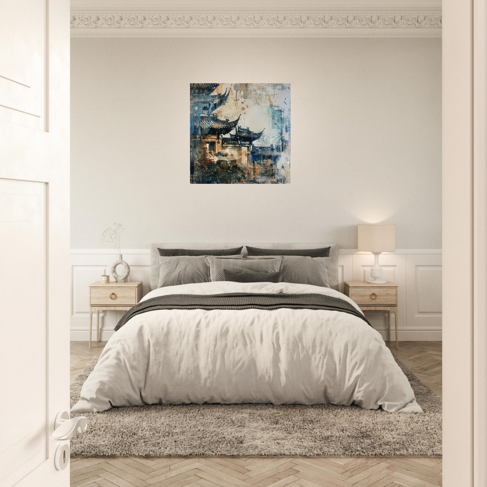 Aluminum Print Square - Old culture of China in abstract style 5 - Shop Ai Art WebShop - Digital Art online Store