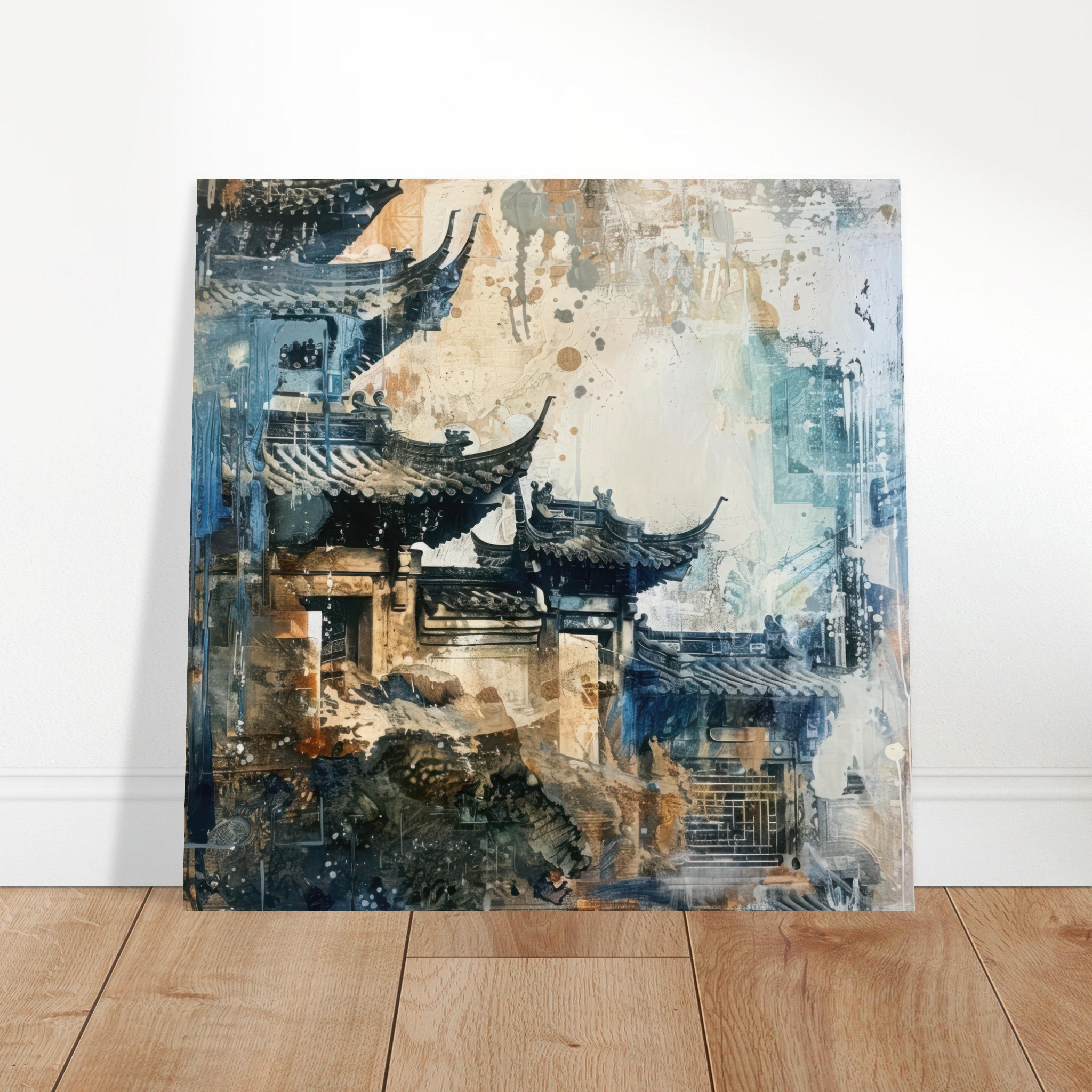 Aluminum Print Square - Old culture of China in abstract style 5 - Shop Ai Art WebShop - Digital Art online Store