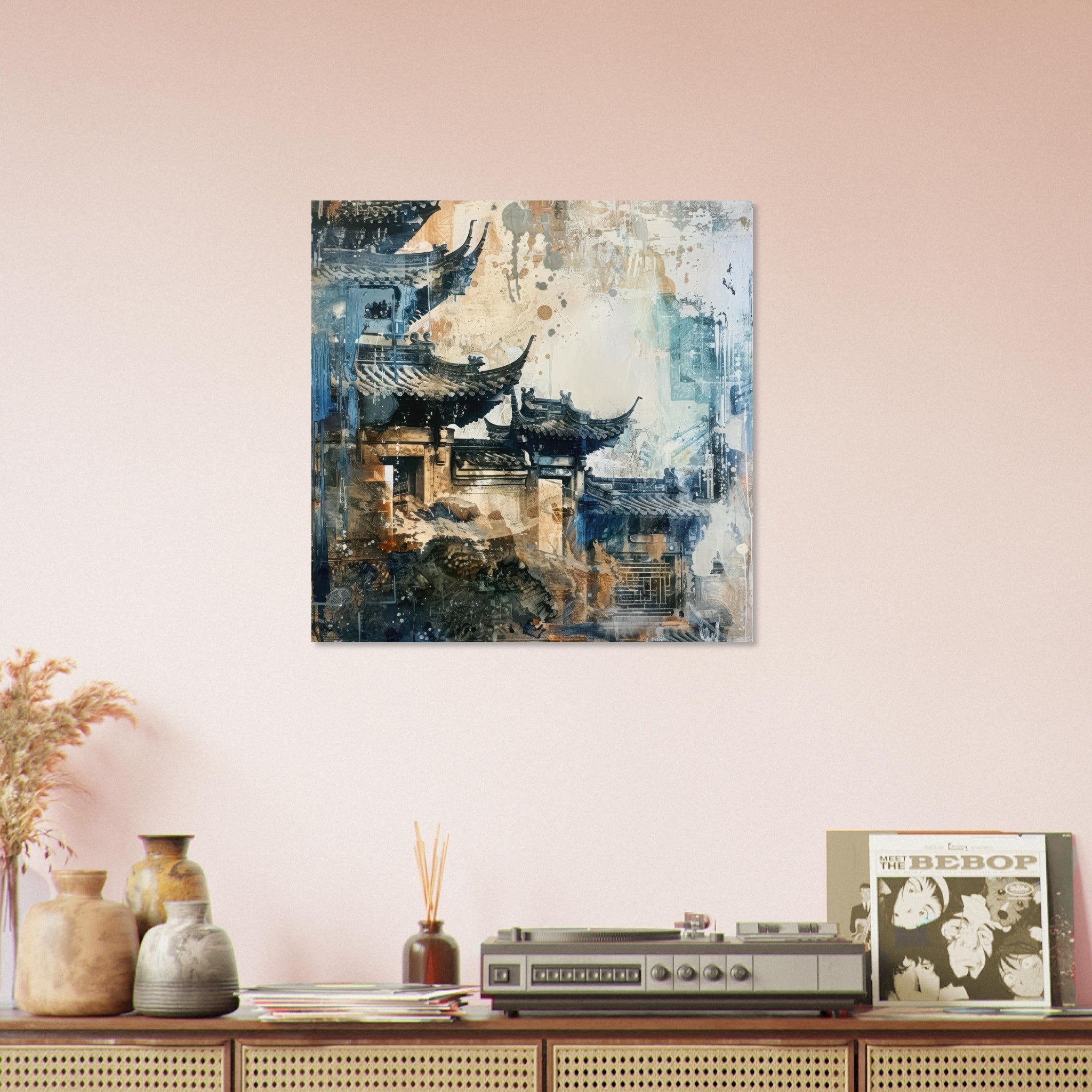 Aluminum Print Square - Old culture of China in abstract style 5 - Shop Ai Art WebShop - Digital Art online Store