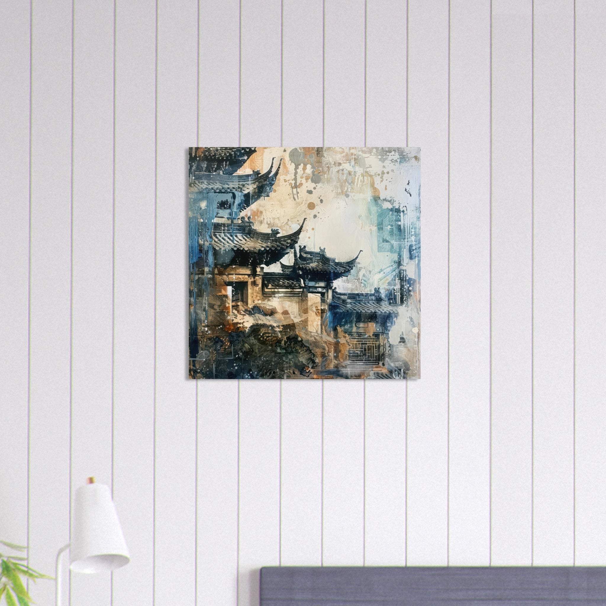 Aluminum Print Square - Old culture of China in abstract style 5 - Shop Ai Art WebShop - Digital Art online Store