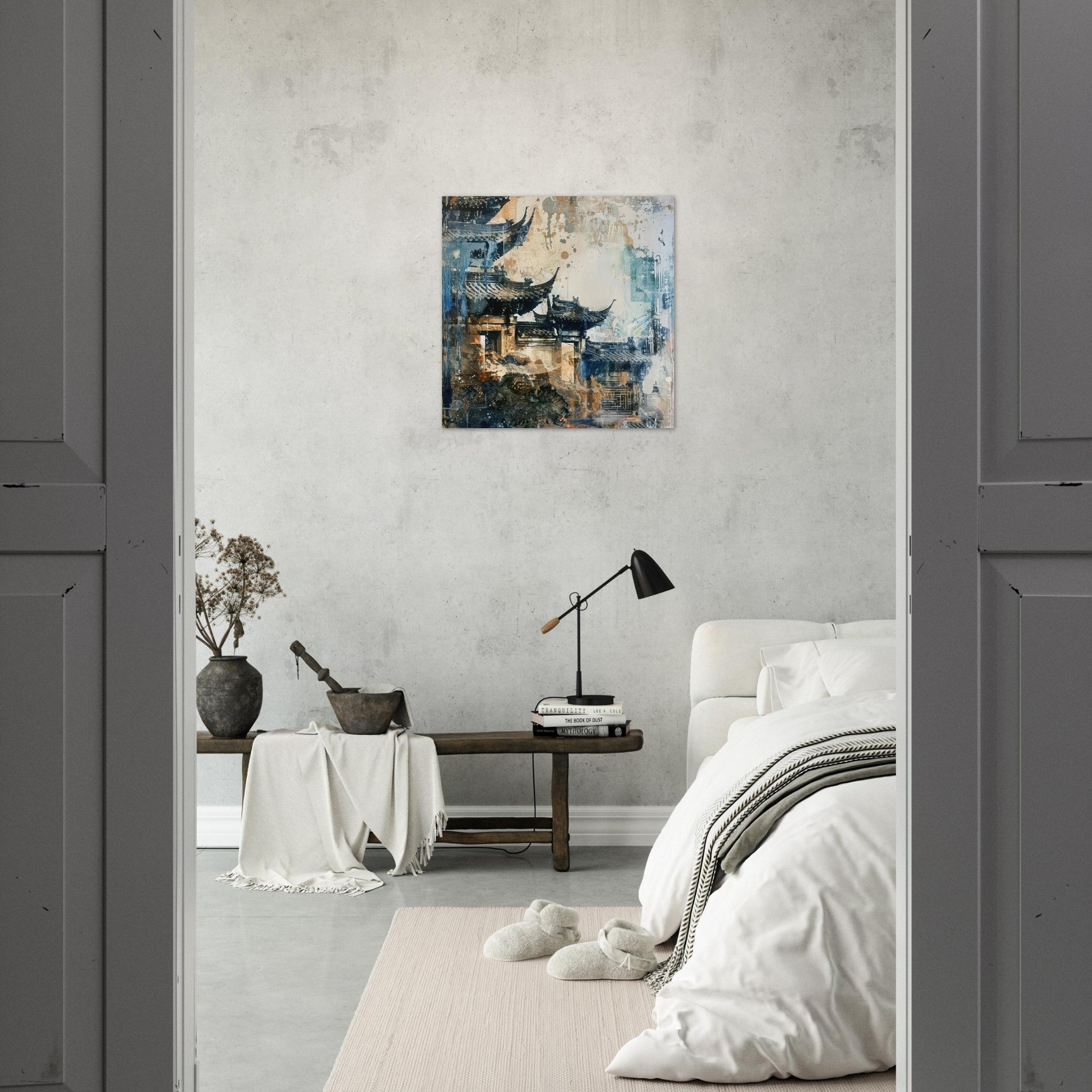 Aluminum Print Square - Old culture of China in abstract style 5 - Shop Ai Art WebShop - Digital Art online Store