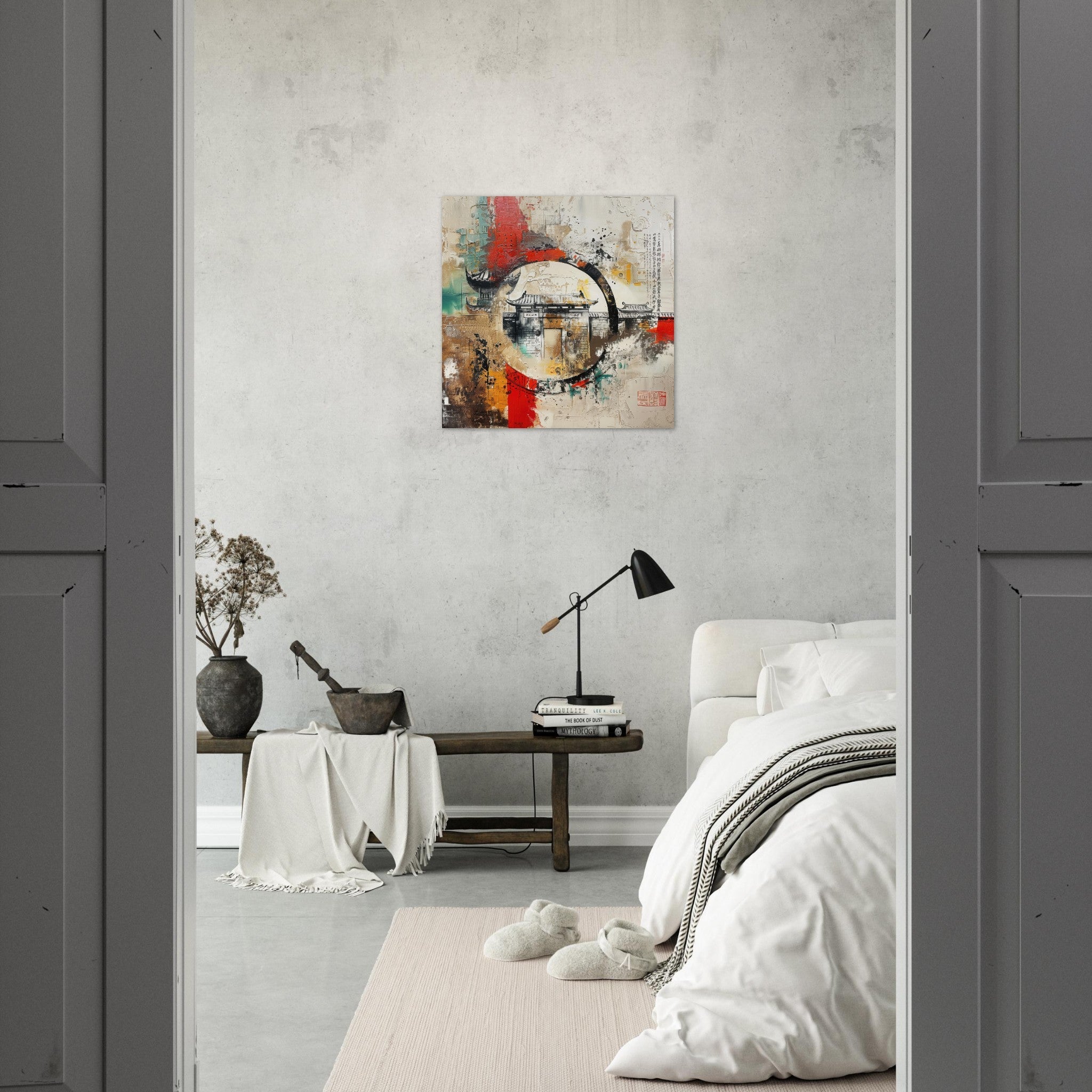 Aluminum Print Square - Old culture of China in abstract style 6 - Shop Ai Art WebShop - Digital Art online Store
