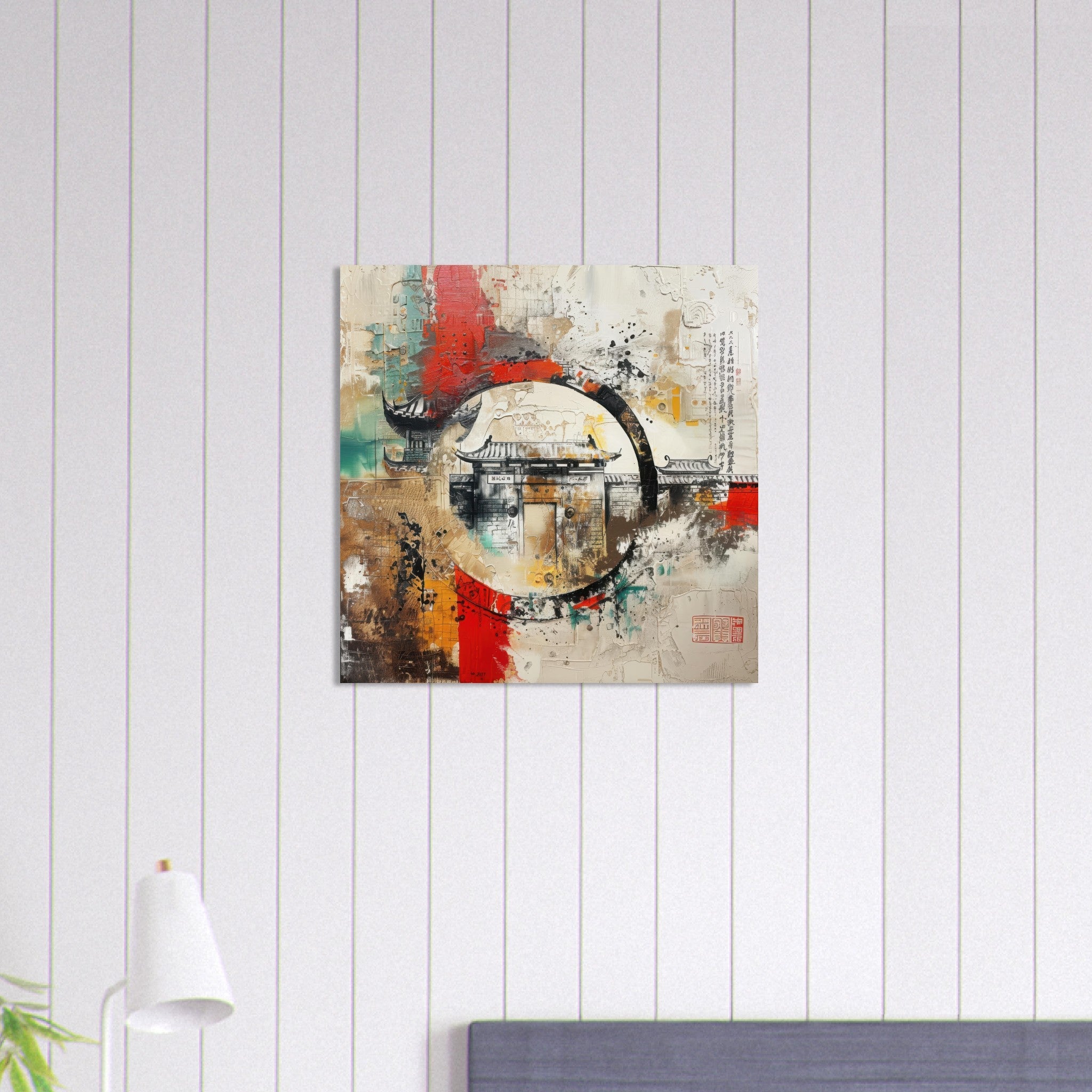 Aluminum Print Square - Old culture of China in abstract style 6 - Shop Ai Art WebShop - Digital Art online Store