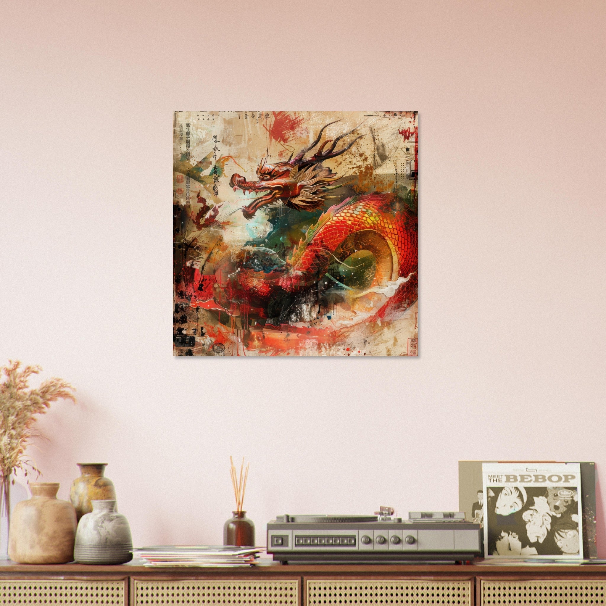 Aluminum Print Square - Old culture of China in abstract style 7 - Shop Ai Art WebShop - Digital Art online Store