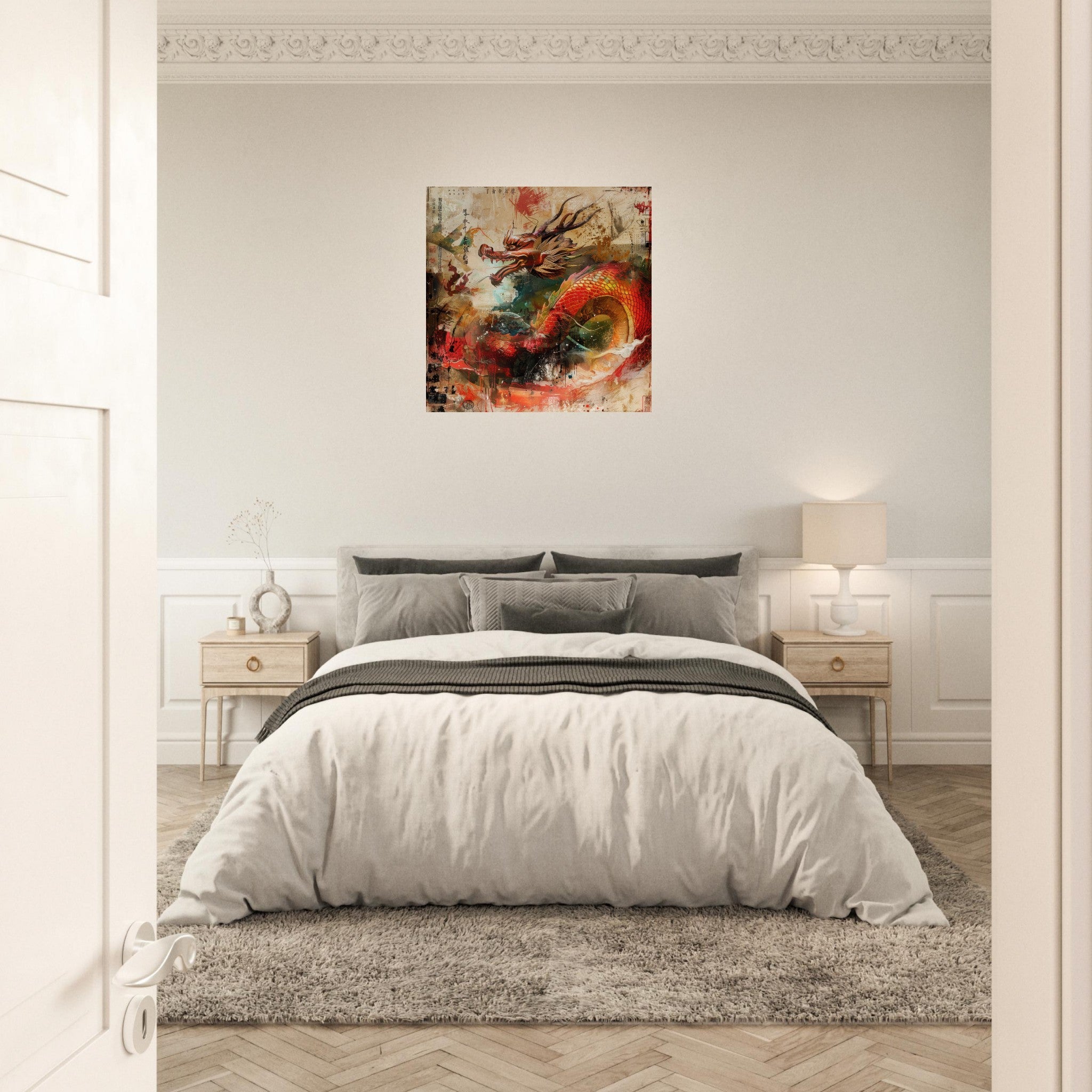 Aluminum Print Square - Old culture of China in abstract style 7 - Shop Ai Art WebShop - Digital Art online Store