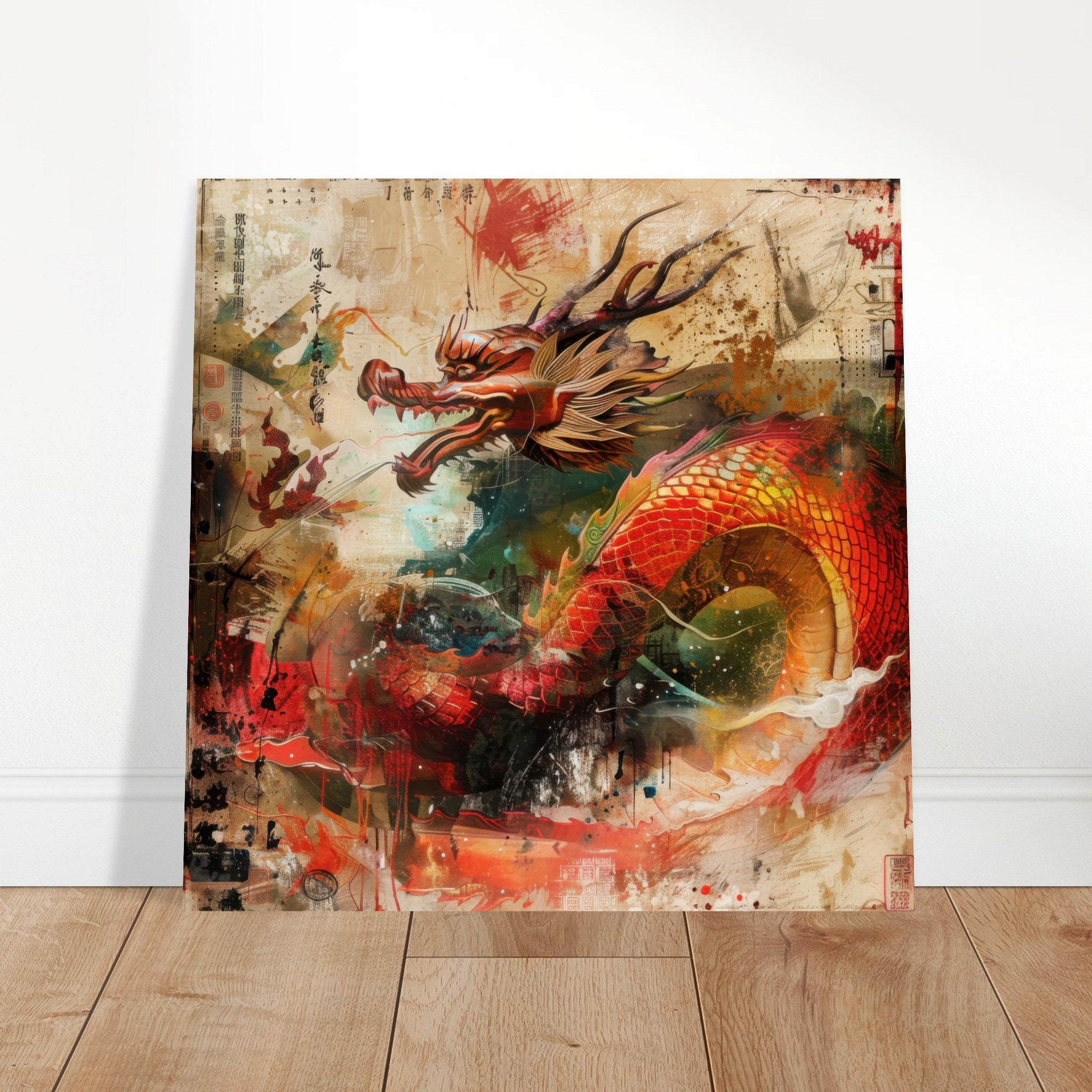Aluminum Print Square - Old culture of China in abstract style 7 - Shop Ai Art WebShop - Digital Art online Store