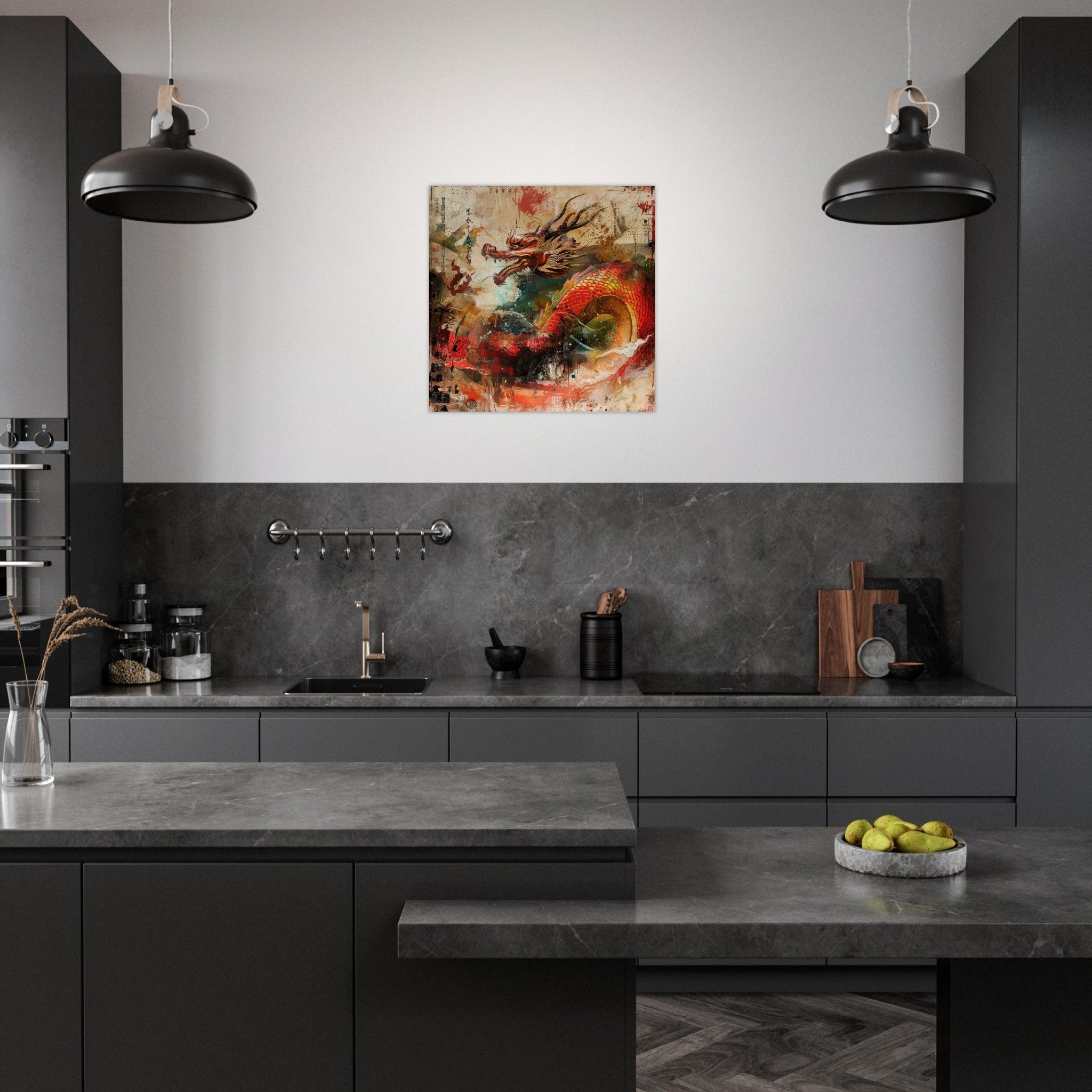 Aluminum Print Square - Old culture of China in abstract style 7 - Shop Ai Art WebShop - Digital Art online Store