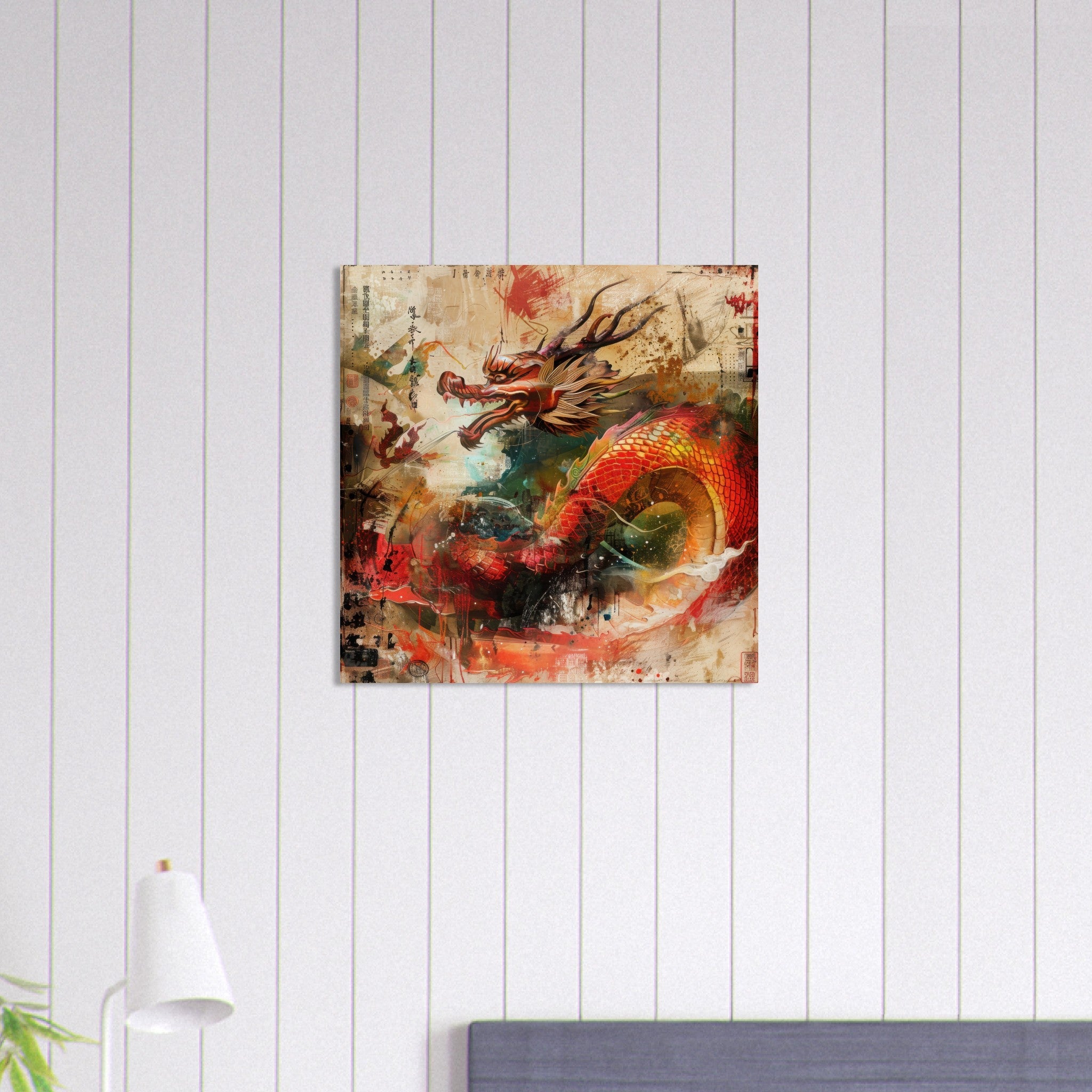 Aluminum Print Square - Old culture of China in abstract style 7 - Shop Ai Art WebShop - Digital Art online Store