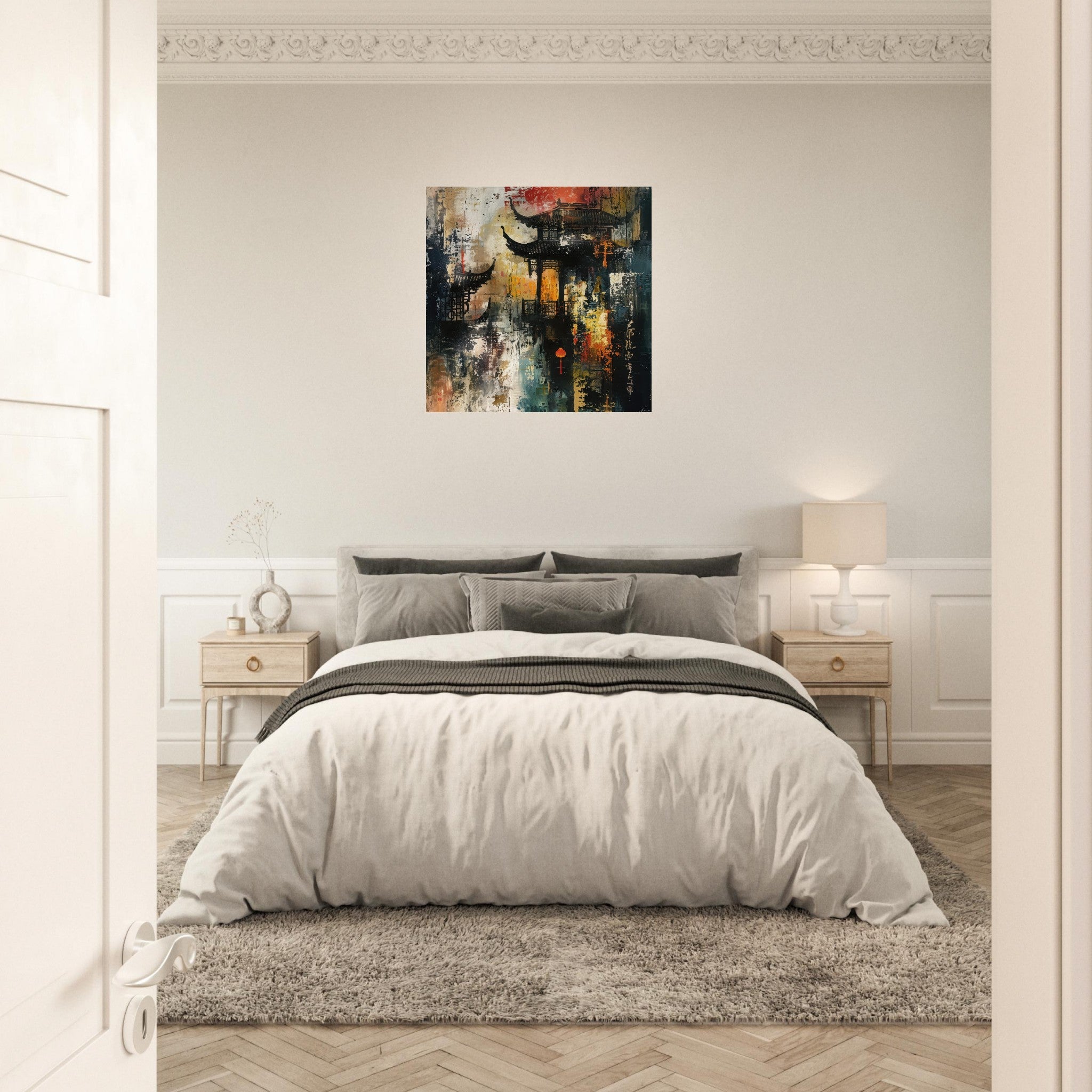 Aluminum Print Square - Old culture of China in abstract style - Shop Ai Art WebShop - Digital Art online Store