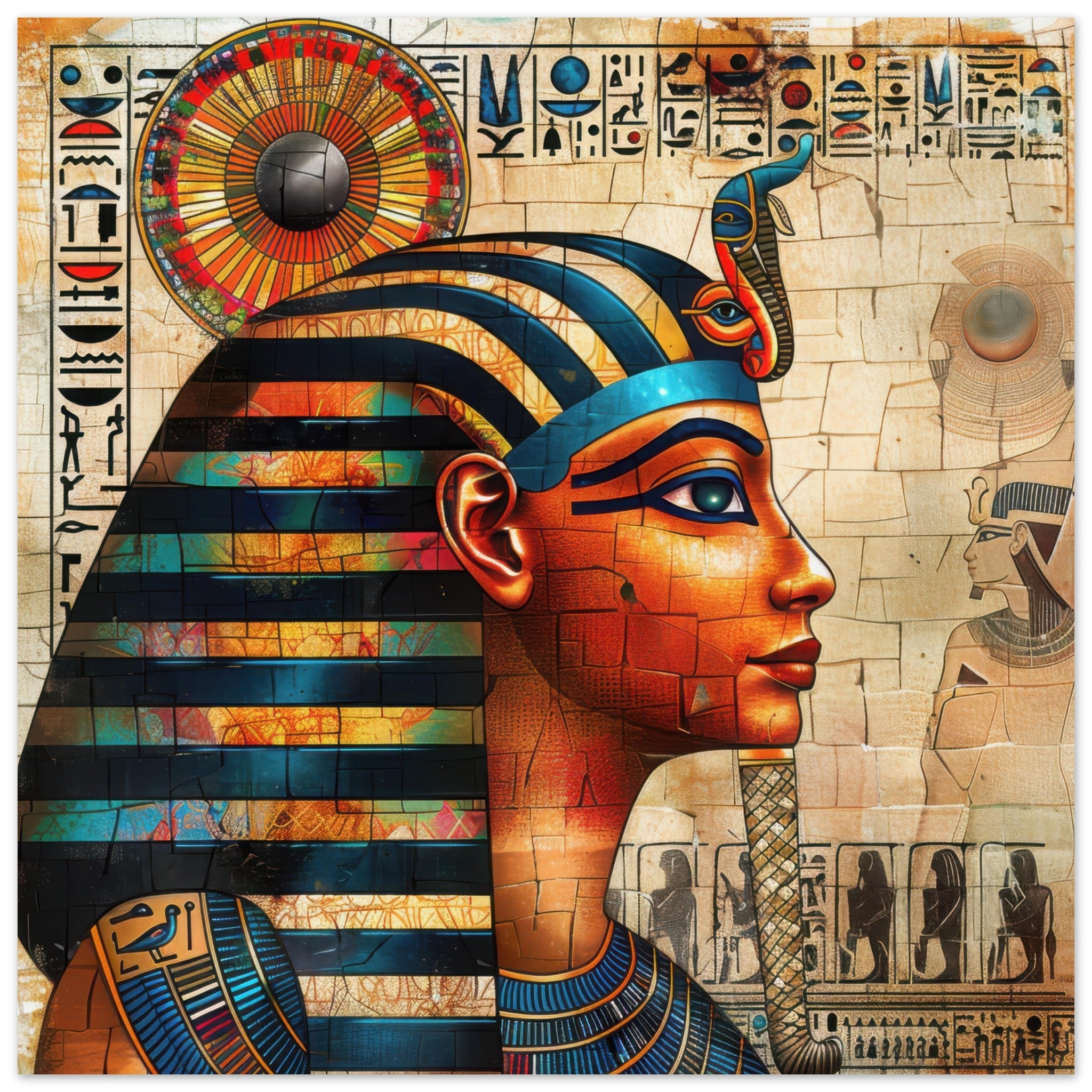 Aluminum Print Square - Old culture of Egypt in abstract style 2 - Shop Ai Art WebShop - Digital Art online Store