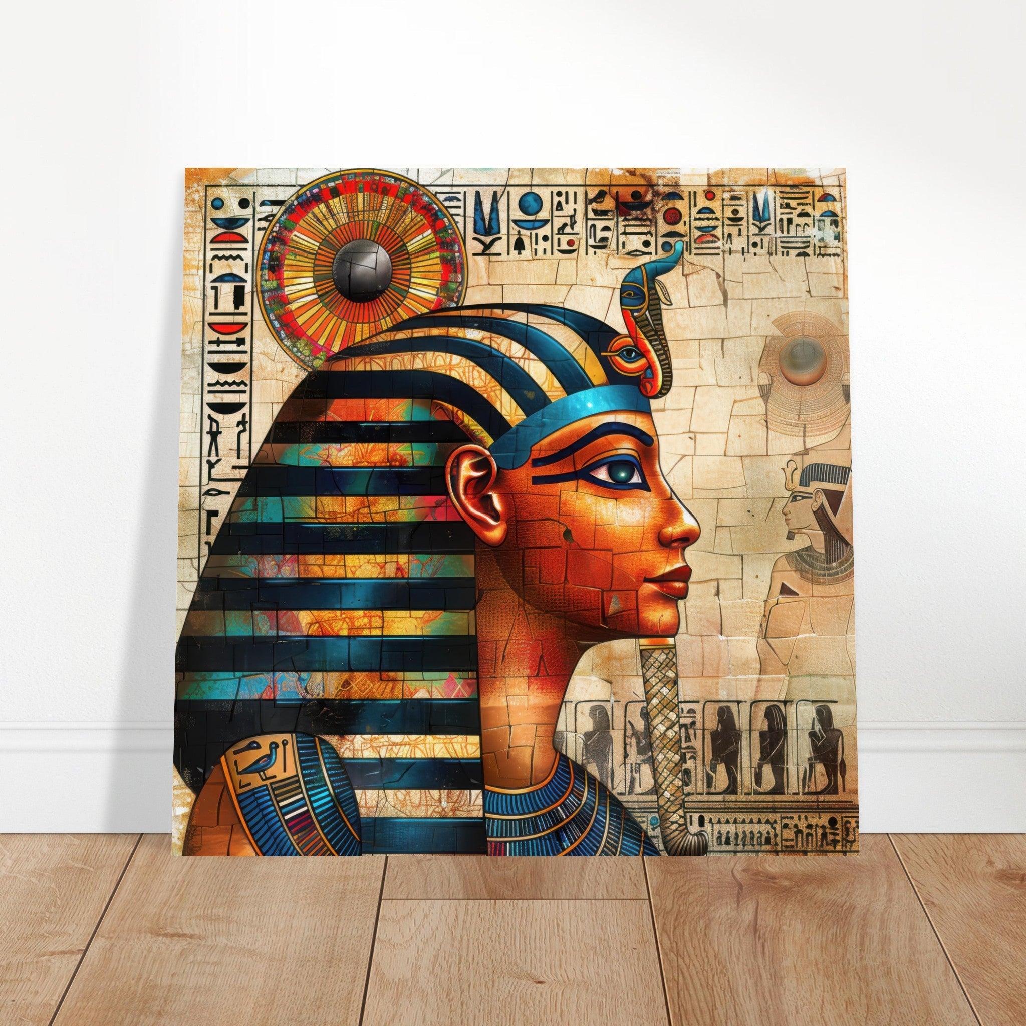Aluminum Print Square - Old culture of Egypt in abstract style 2 - Shop Ai Art WebShop - Digital Art online Store