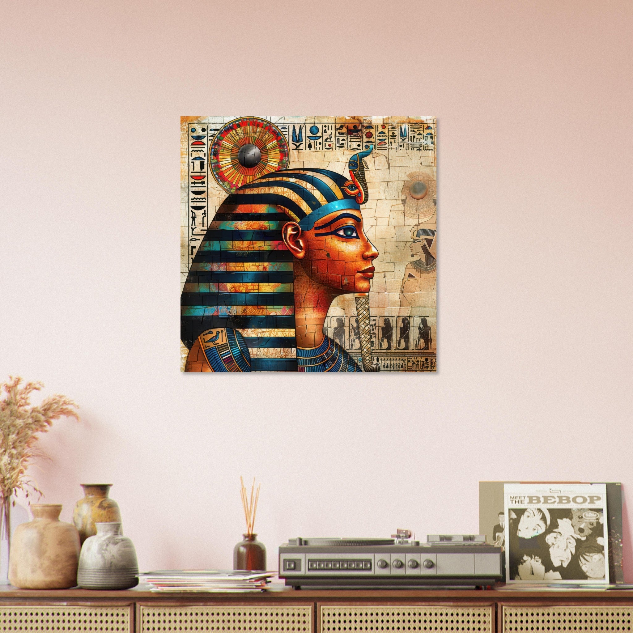 Aluminum Print Square - Old culture of Egypt in abstract style 2 - Shop Ai Art WebShop - Digital Art online Store
