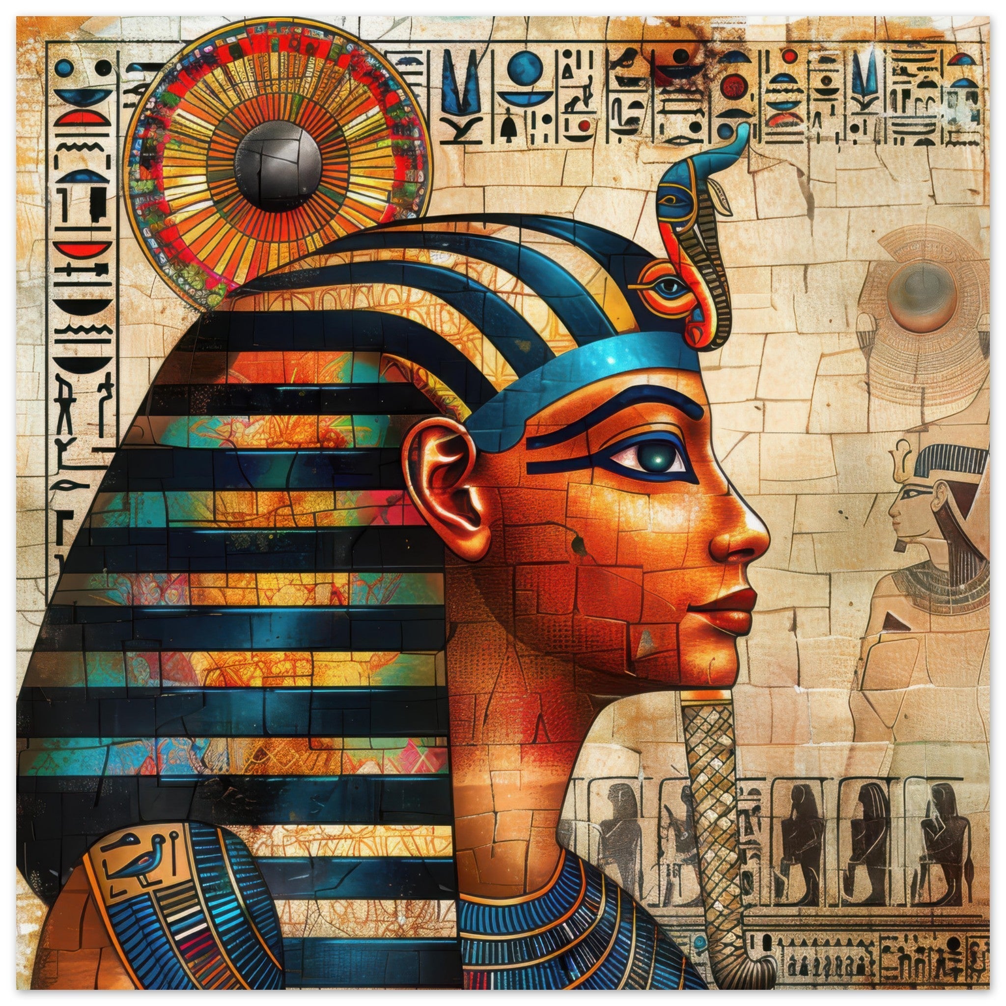 Aluminum Print Square - Old culture of Egypt in abstract style 2 - Shop Ai Art WebShop - Digital Art online Store