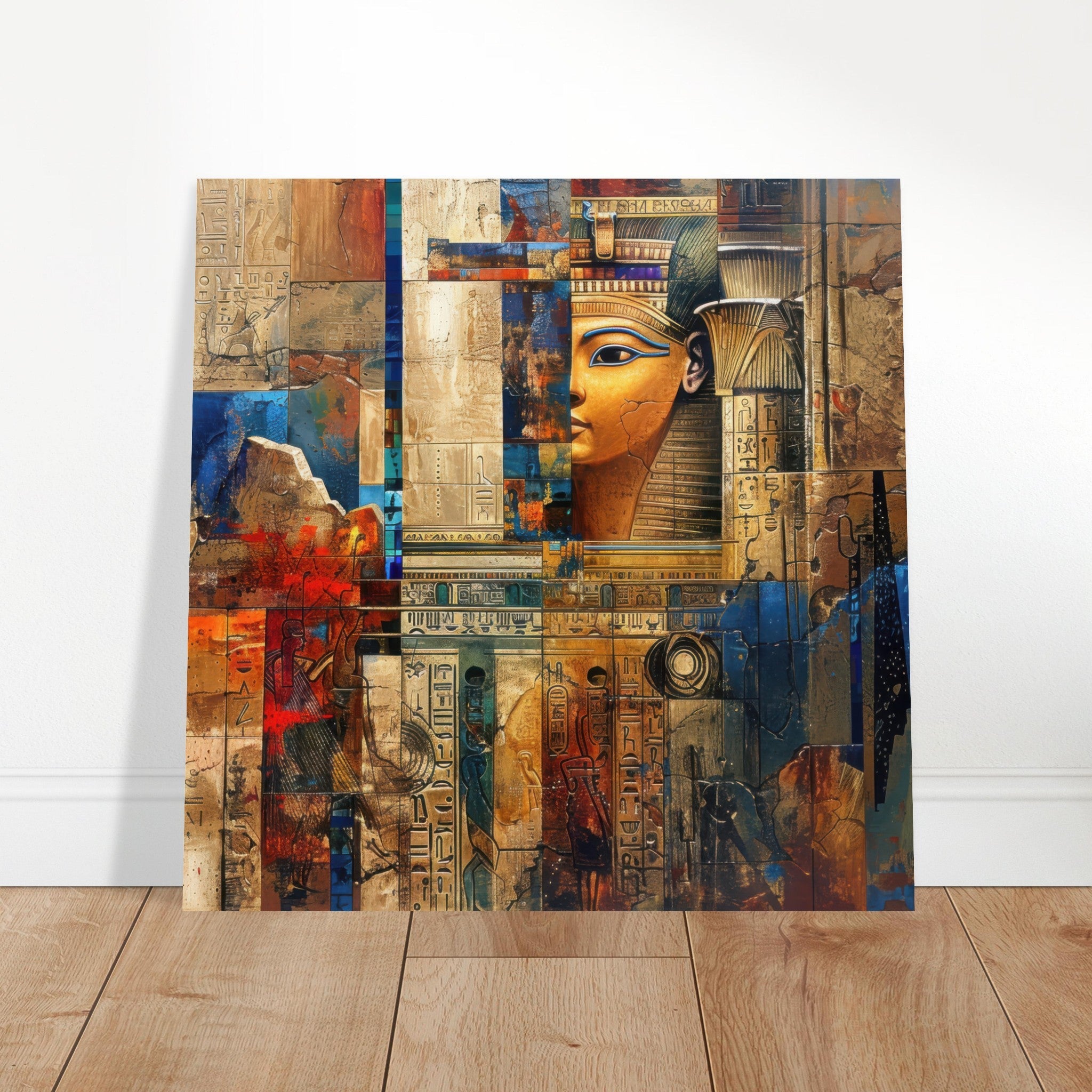 Aluminum Print Square - Old culture of Egypt in abstract style - Shop Ai Art WebShop - Digital Art online Store