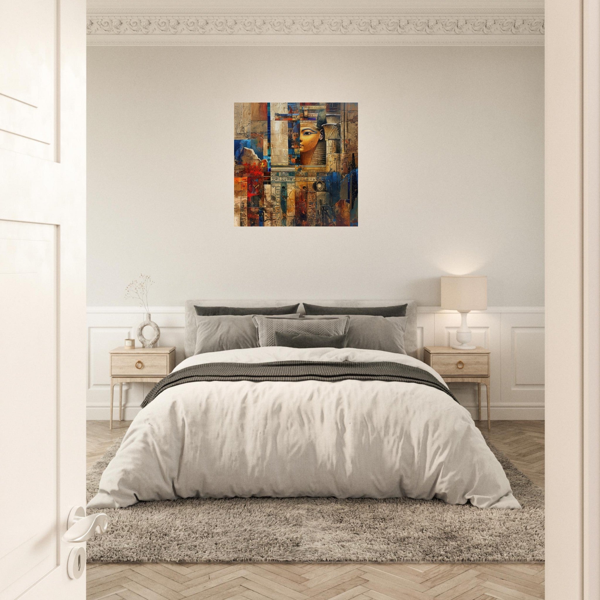 Aluminum Print Square - Old culture of Egypt in abstract style - Shop Ai Art WebShop - Digital Art online Store