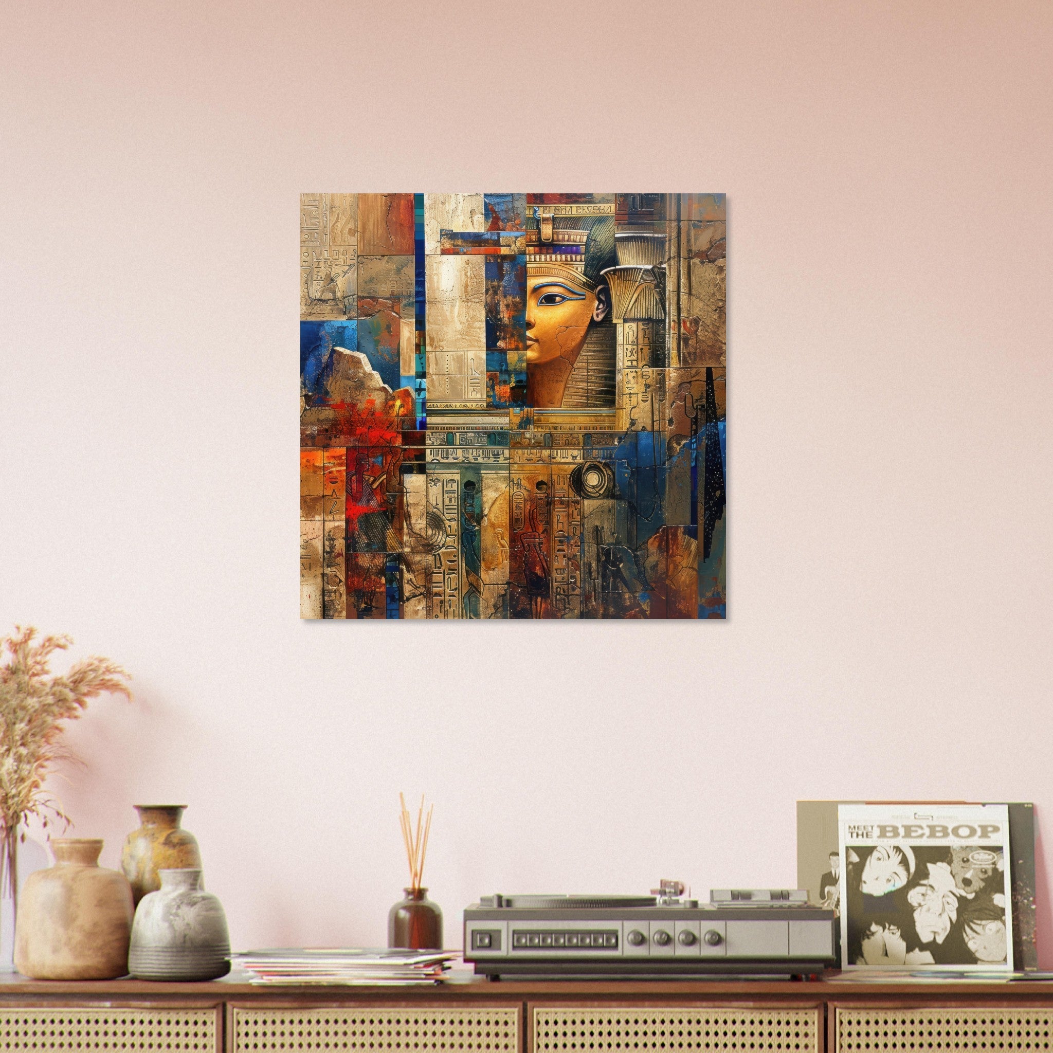 Aluminum Print Square - Old culture of Egypt in abstract style - Shop Ai Art WebShop - Digital Art online Store