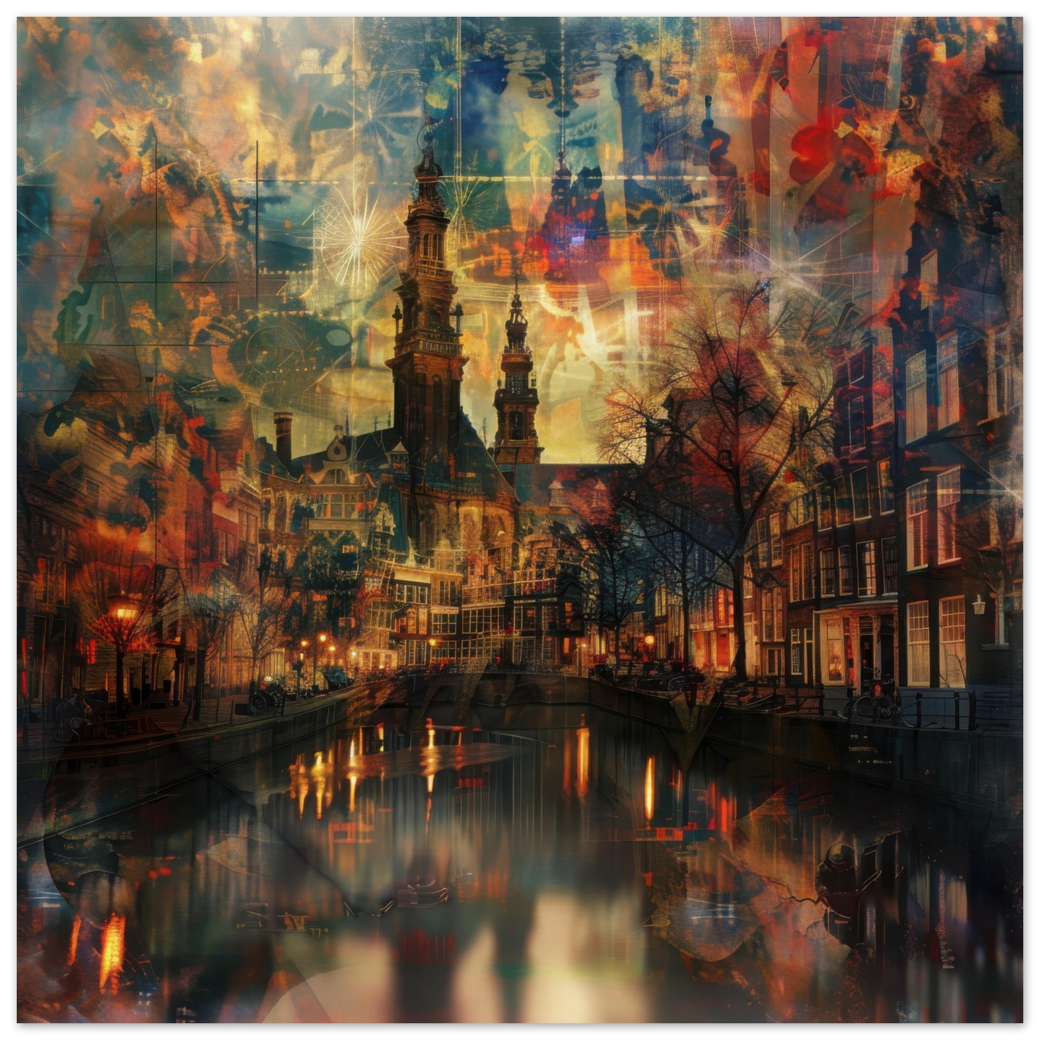 Aluminum Print Square - Old culture of the Netherlands in abstract style 2 - Shop Ai Art WebShop - Digital Art online Store