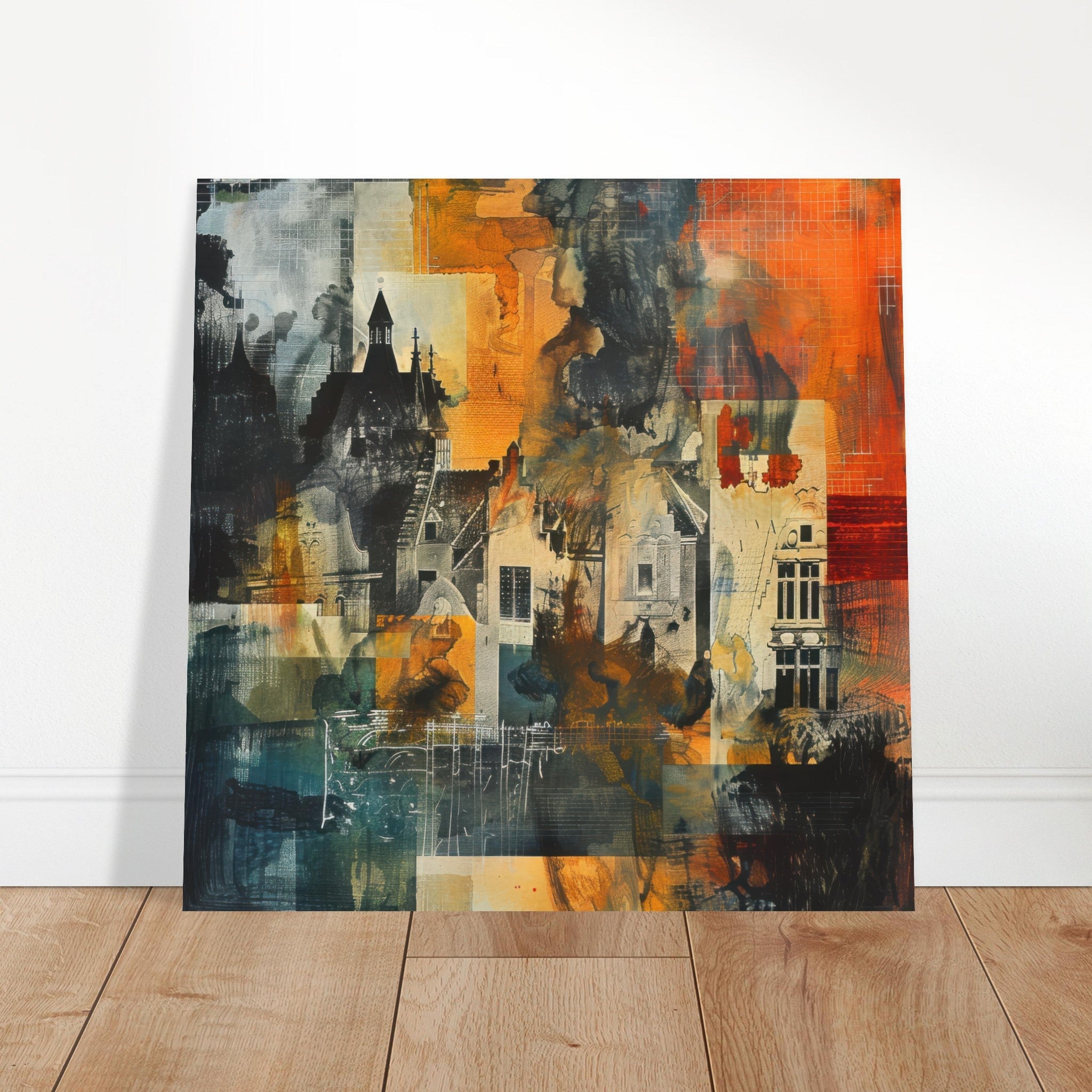 Aluminum Print Square - Old culture of the Netherlands in abstract style 4 - Shop Ai Art WebShop - Digital Art online Store
