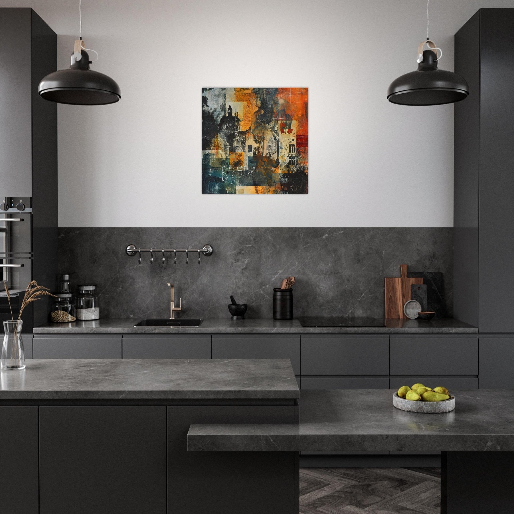 Aluminum Print Square - Old culture of the Netherlands in abstract style 4 - Shop Ai Art WebShop - Digital Art online Store
