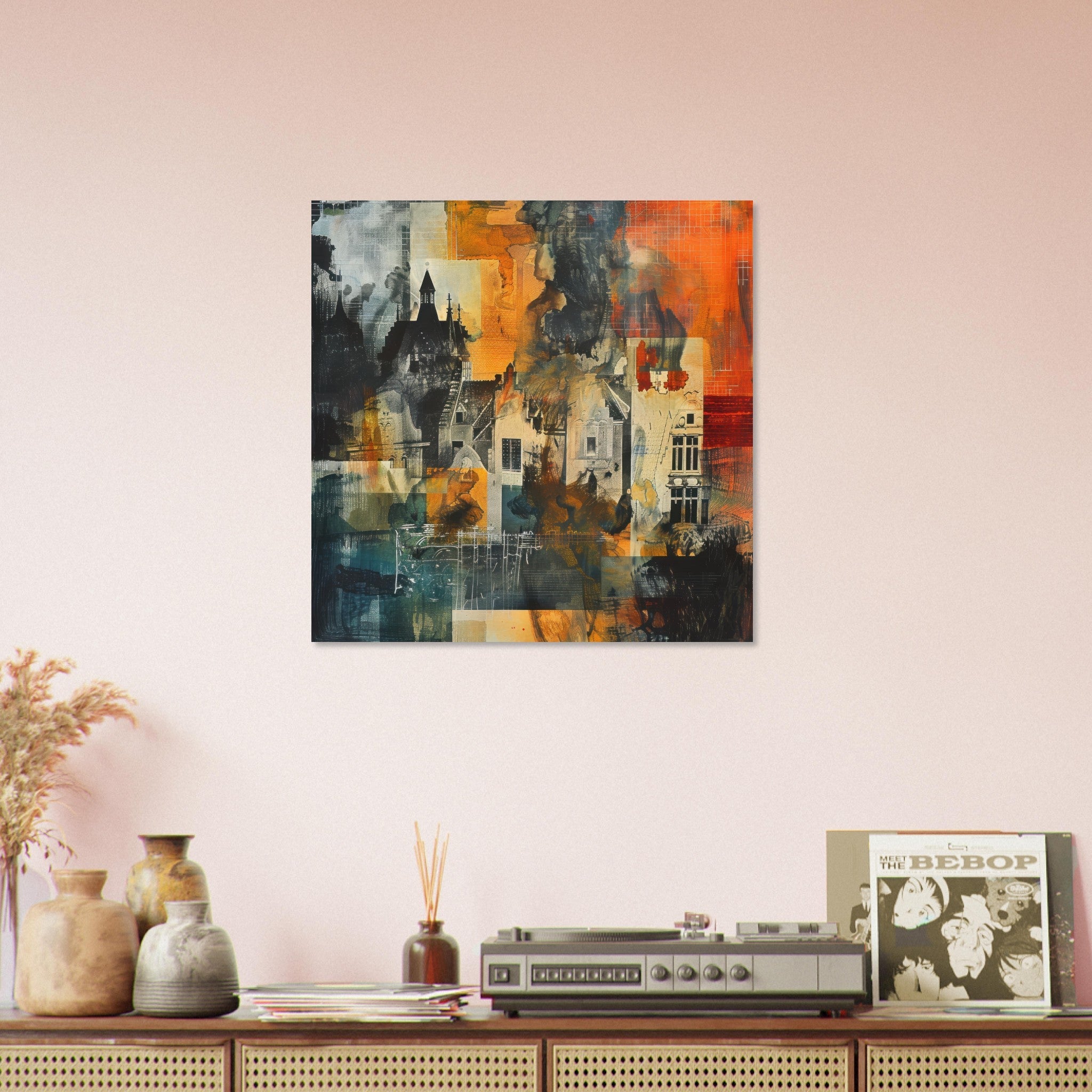 Aluminum Print Square - Old culture of the Netherlands in abstract style 4 - Shop Ai Art WebShop - Digital Art online Store