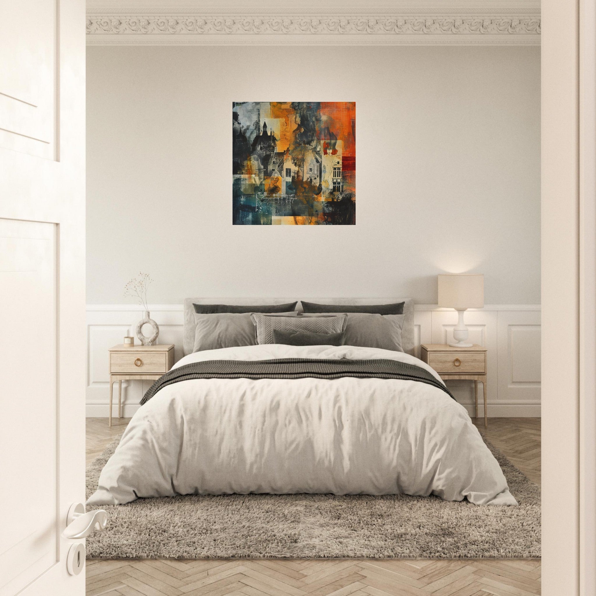 Aluminum Print Square - Old culture of the Netherlands in abstract style 4 - Shop Ai Art WebShop - Digital Art online Store