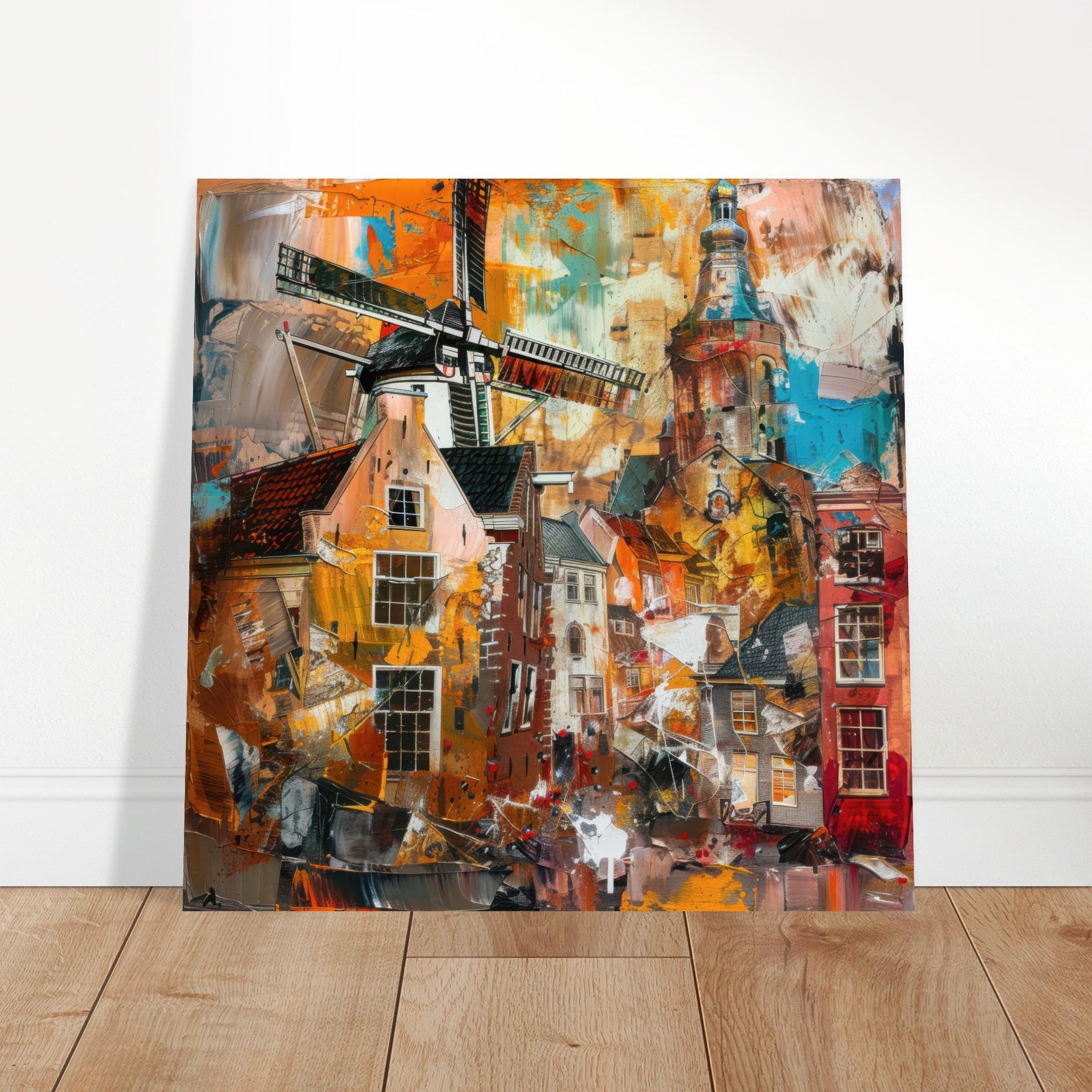 Aluminum Print Square - Old culture of the Netherlands in abstract style 5 - Shop Ai Art WebShop - Digital Art online Store