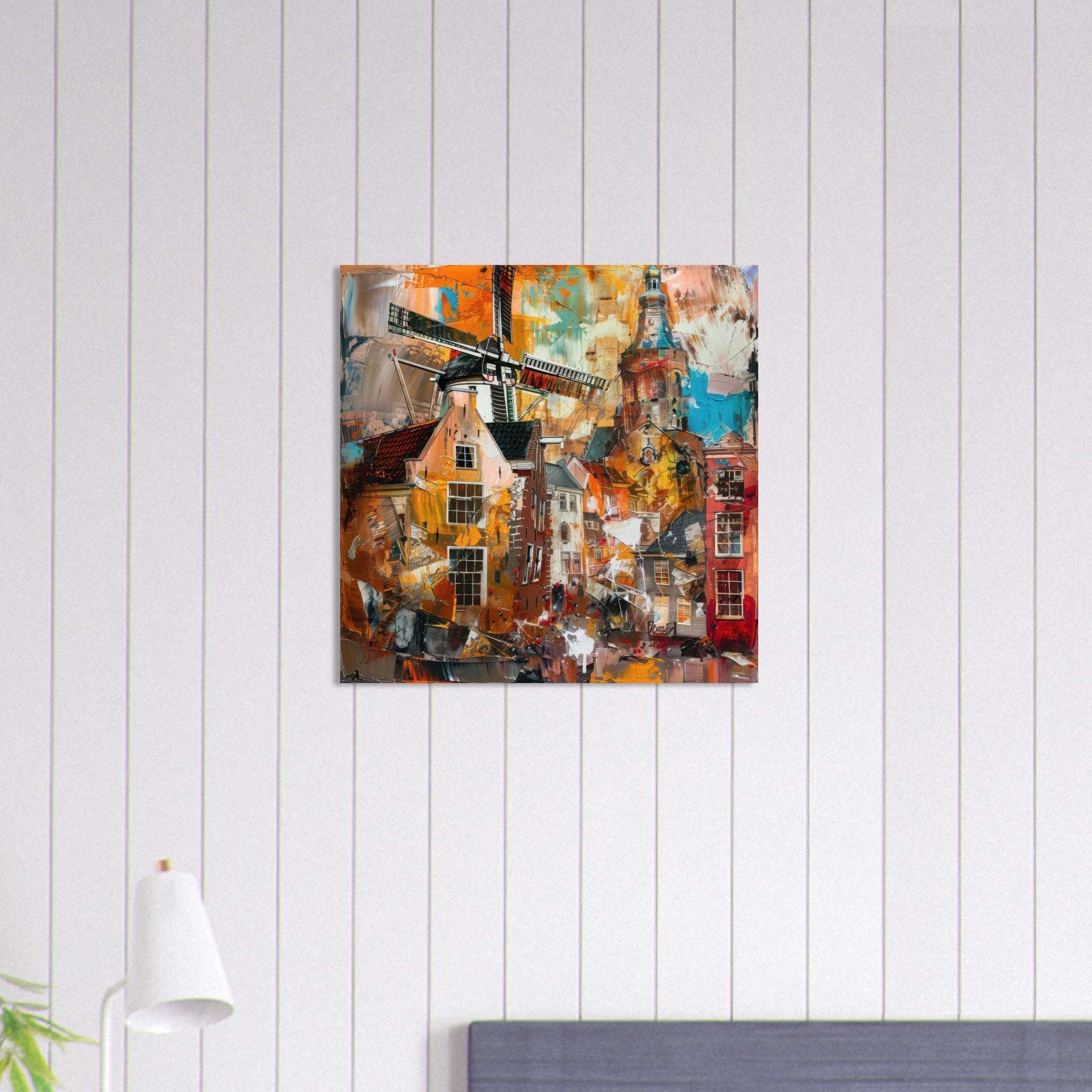 Aluminum Print Square - Old culture of the Netherlands in abstract style 5 - Shop Ai Art WebShop - Digital Art online Store