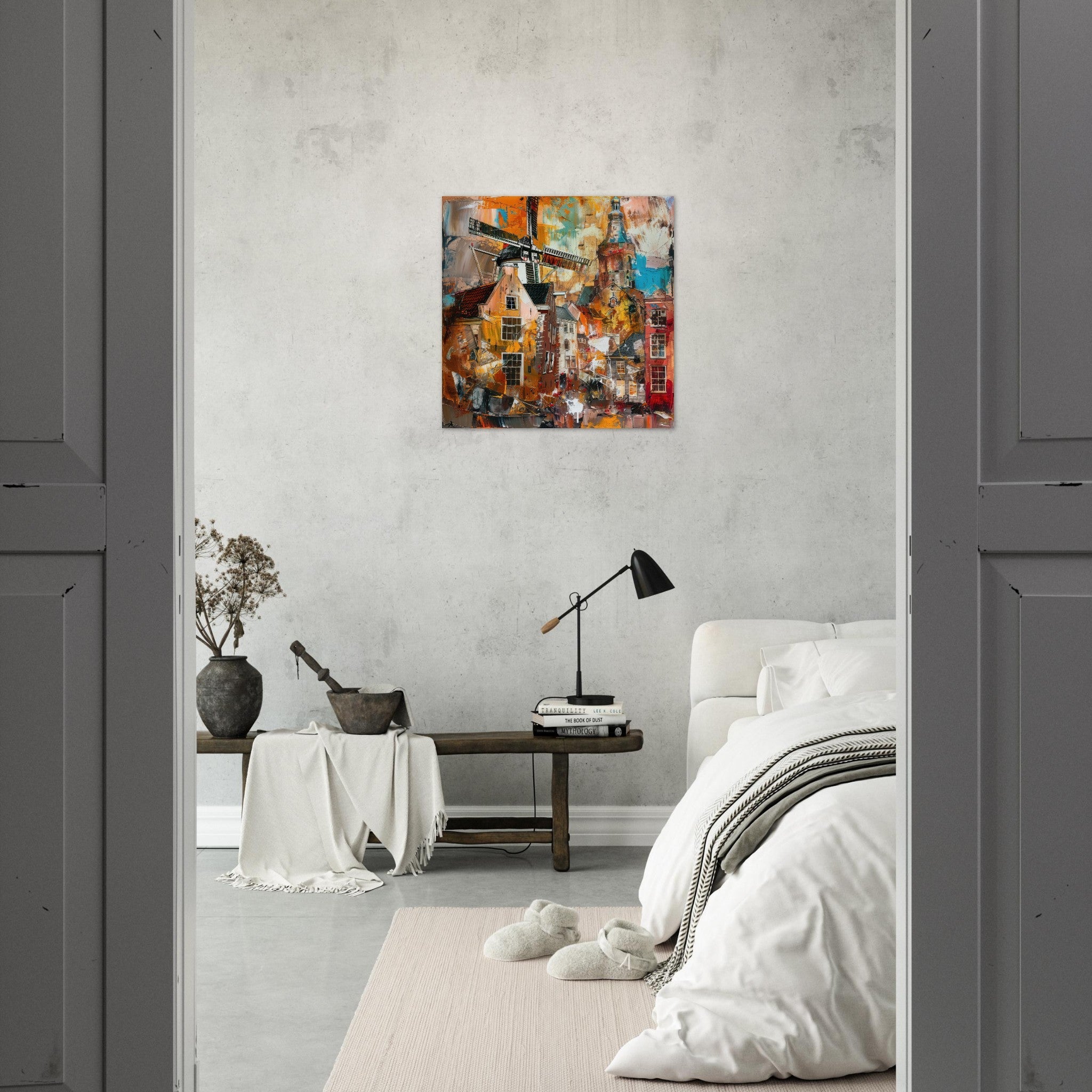 Aluminum Print Square - Old culture of the Netherlands in abstract style 5 - Shop Ai Art WebShop - Digital Art online Store