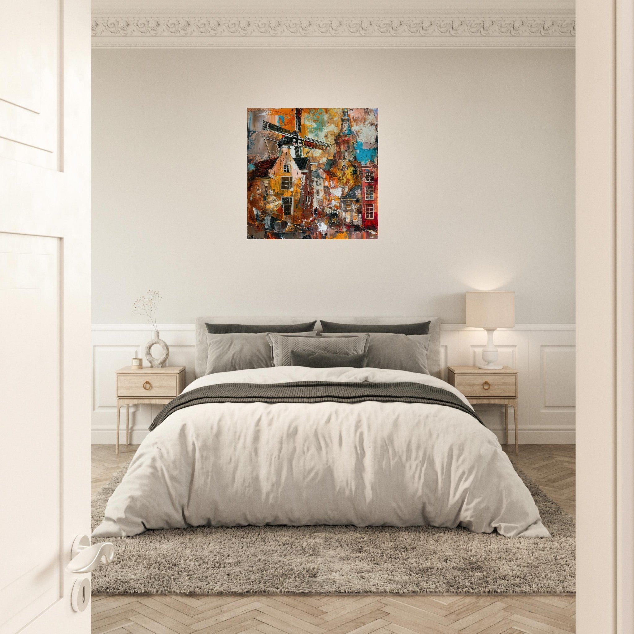 Aluminum Print Square - Old culture of the Netherlands in abstract style 5 - Shop Ai Art WebShop - Digital Art online Store