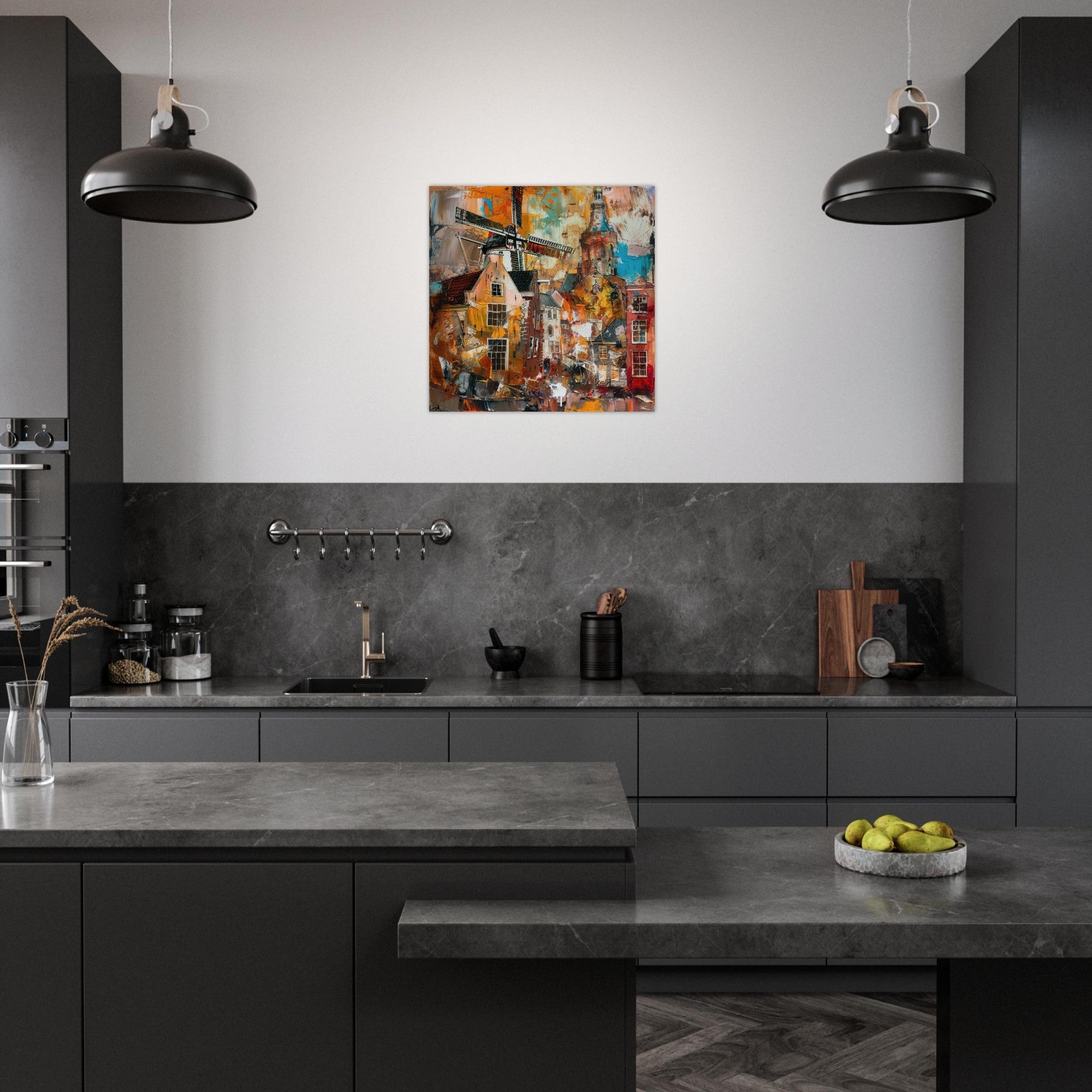 Aluminum Print Square - Old culture of the Netherlands in abstract style 5 - Shop Ai Art WebShop - Digital Art online Store