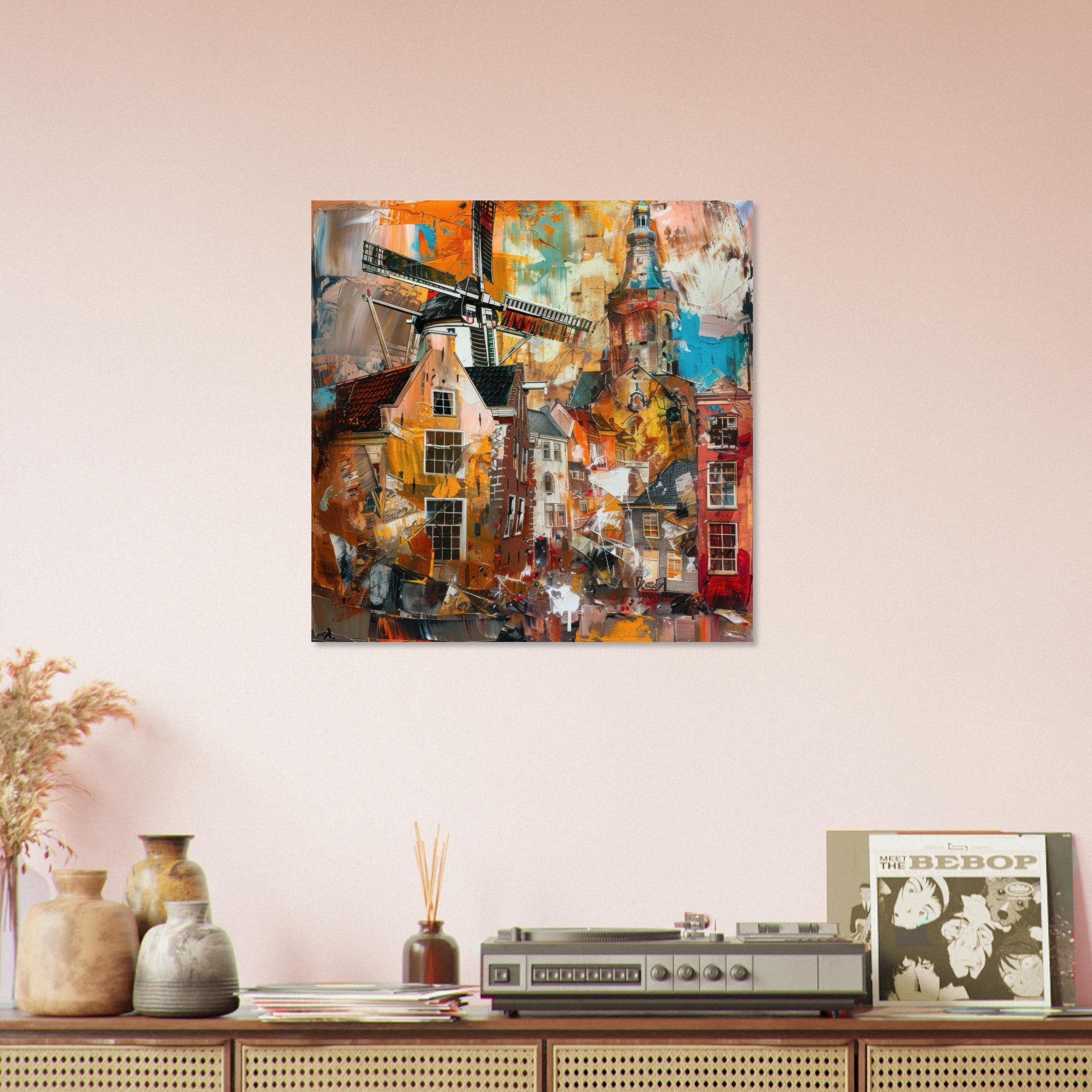 Aluminum Print Square - Old culture of the Netherlands in abstract style 5 - Shop Ai Art WebShop - Digital Art online Store