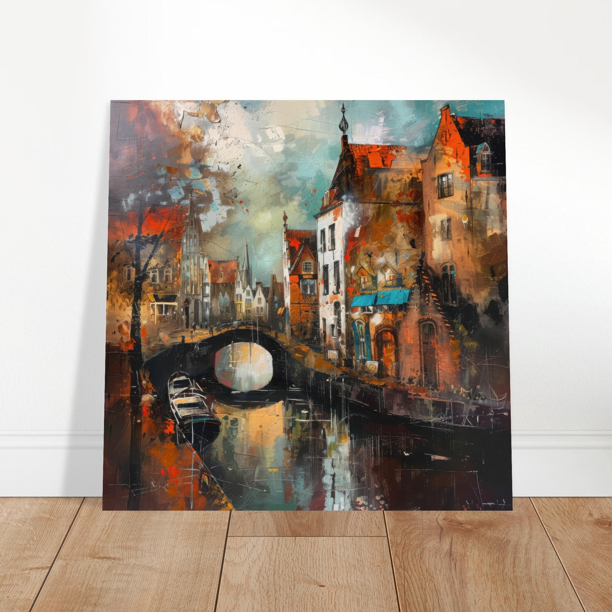 Aluminum Print Square - Old culture of the Netherlands in abstract style 6 - Shop Ai Art WebShop - Digital Art online Store