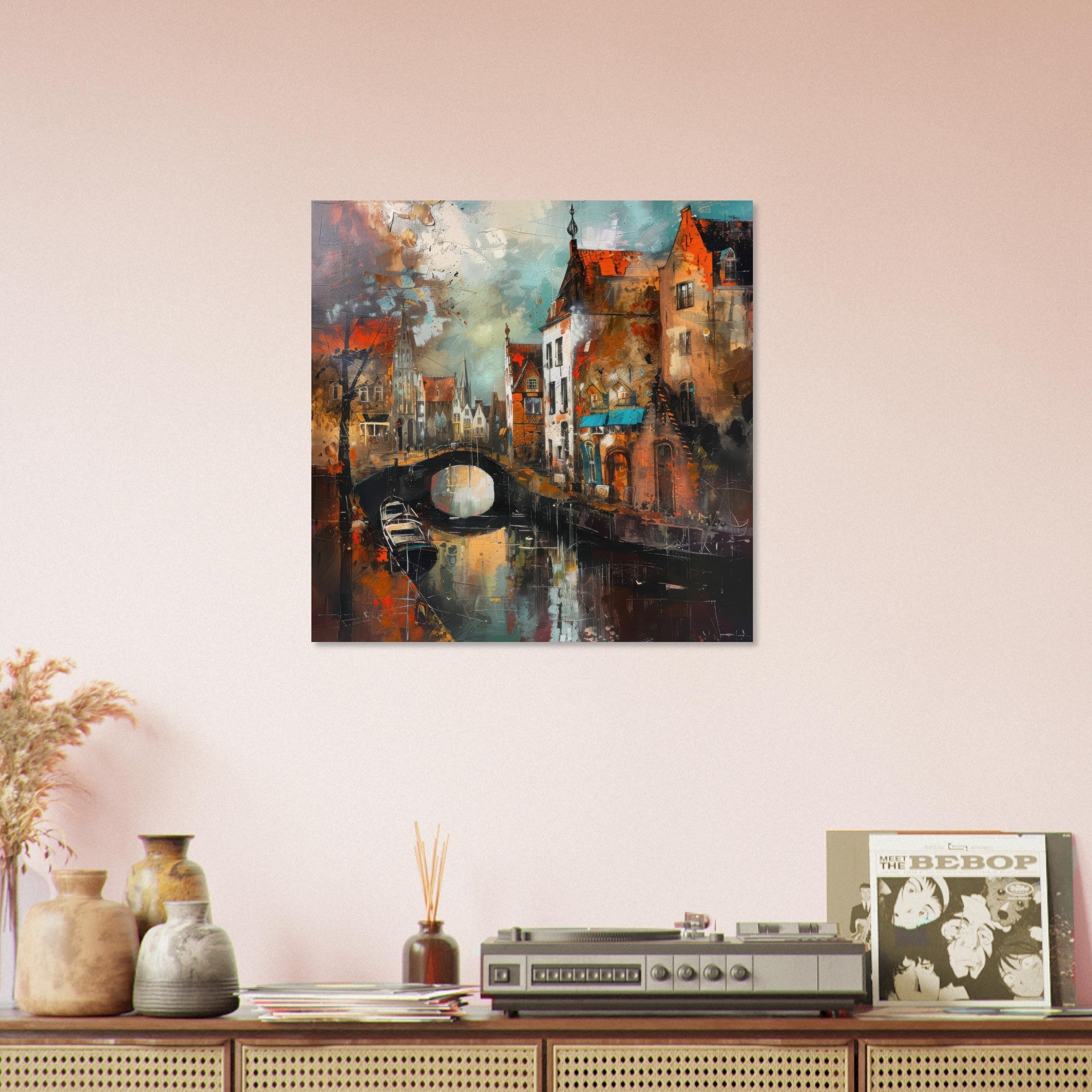 Aluminum Print Square - Old culture of the Netherlands in abstract style 6 - Shop Ai Art WebShop - Digital Art online Store