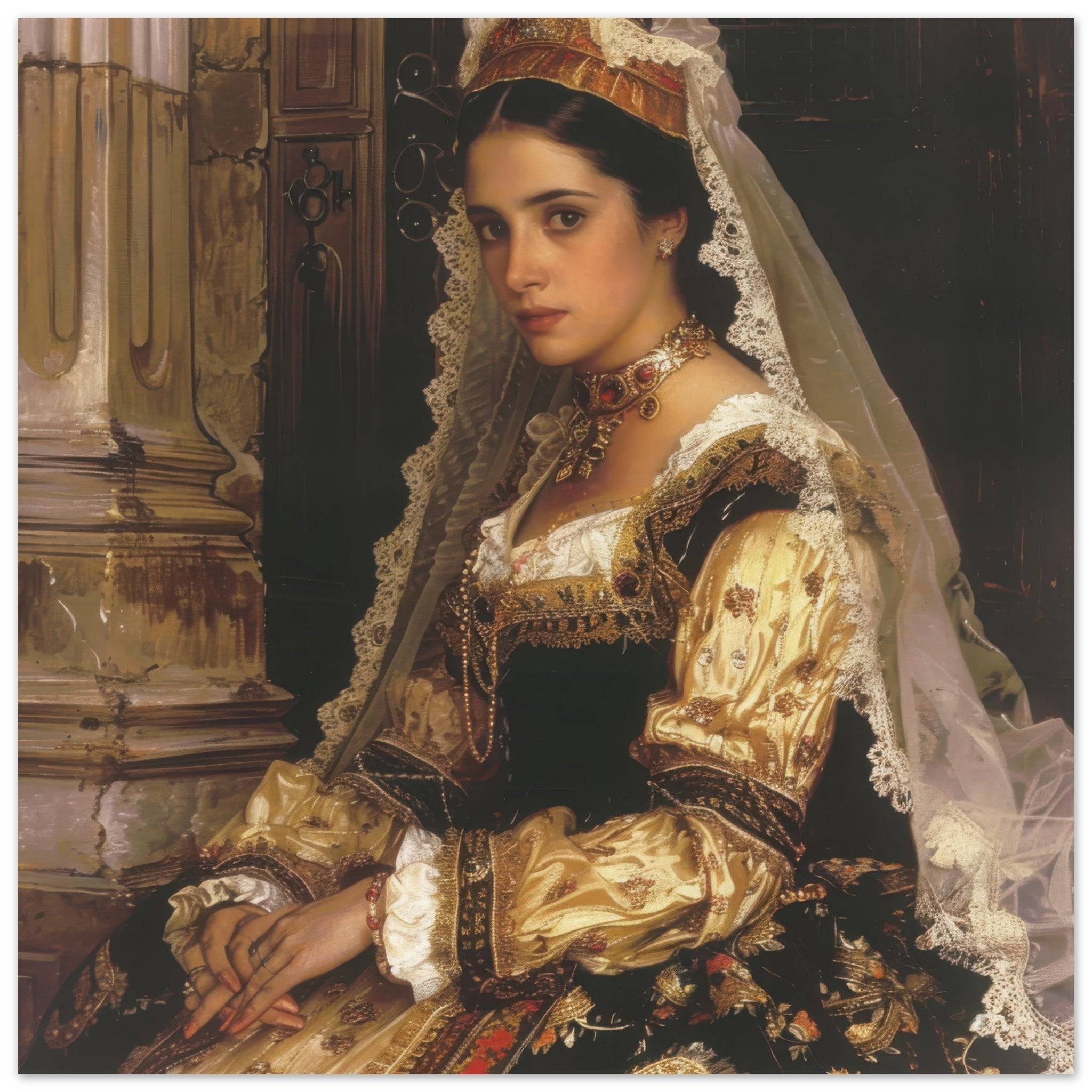 Aluminum Print Square - Romanticism art style culture of Spain 2 - Shop Ai Art WebShop - Digital Art online Store