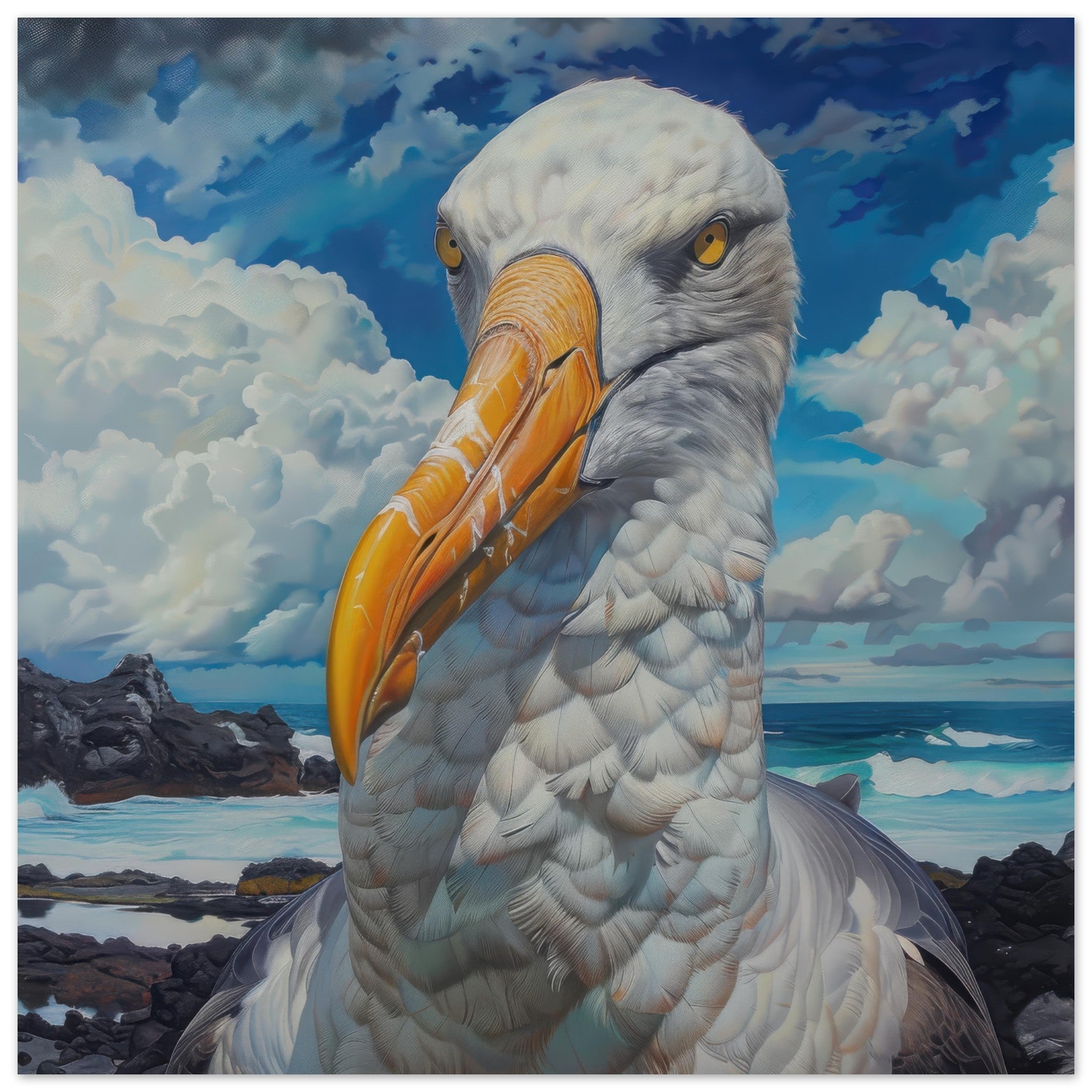 Aluminum Print Square - Rough Nature Galapagos Albatros 2 - Shop Ai Art WebShop - Digital Art online Store